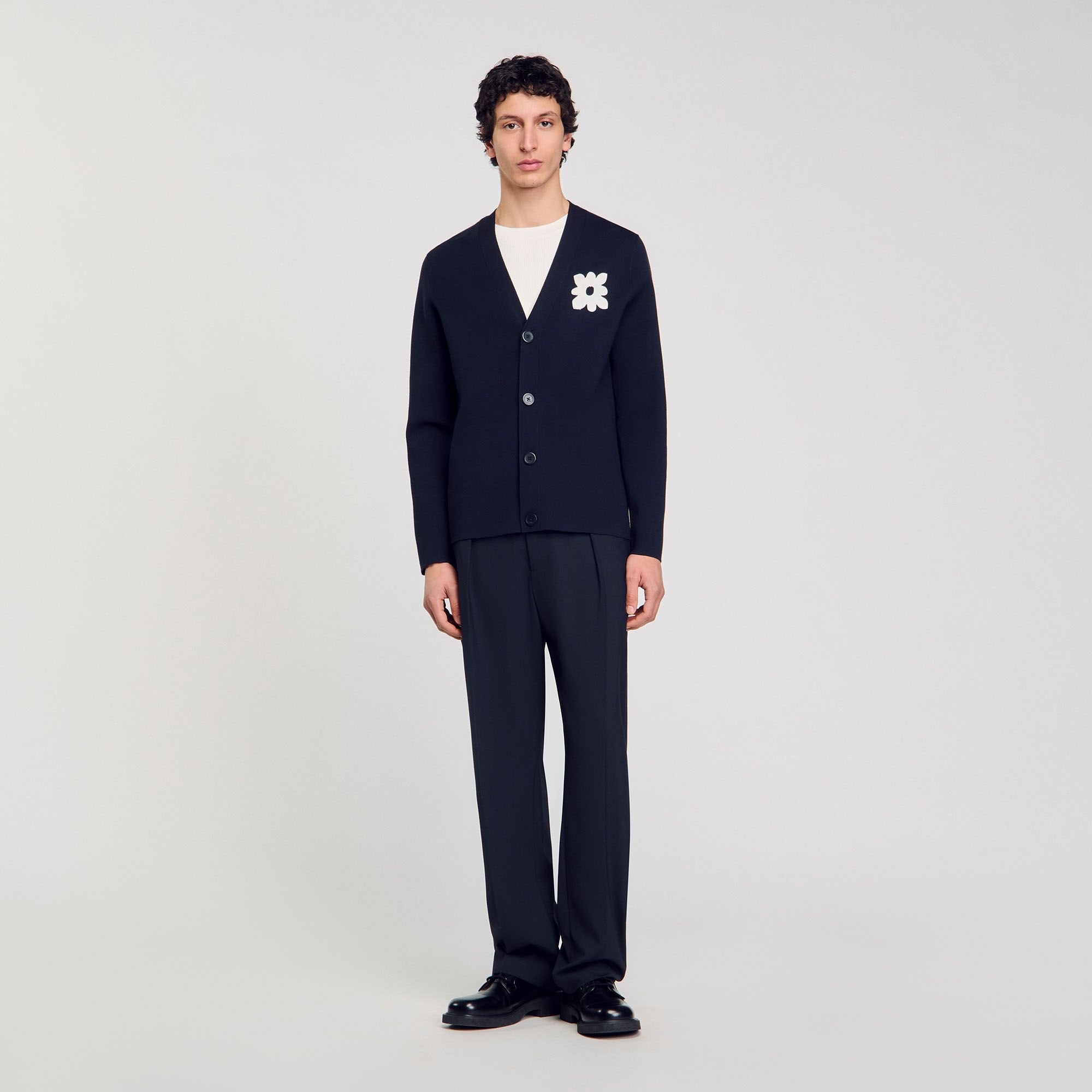 Sandro Men Cardigan with flower detail