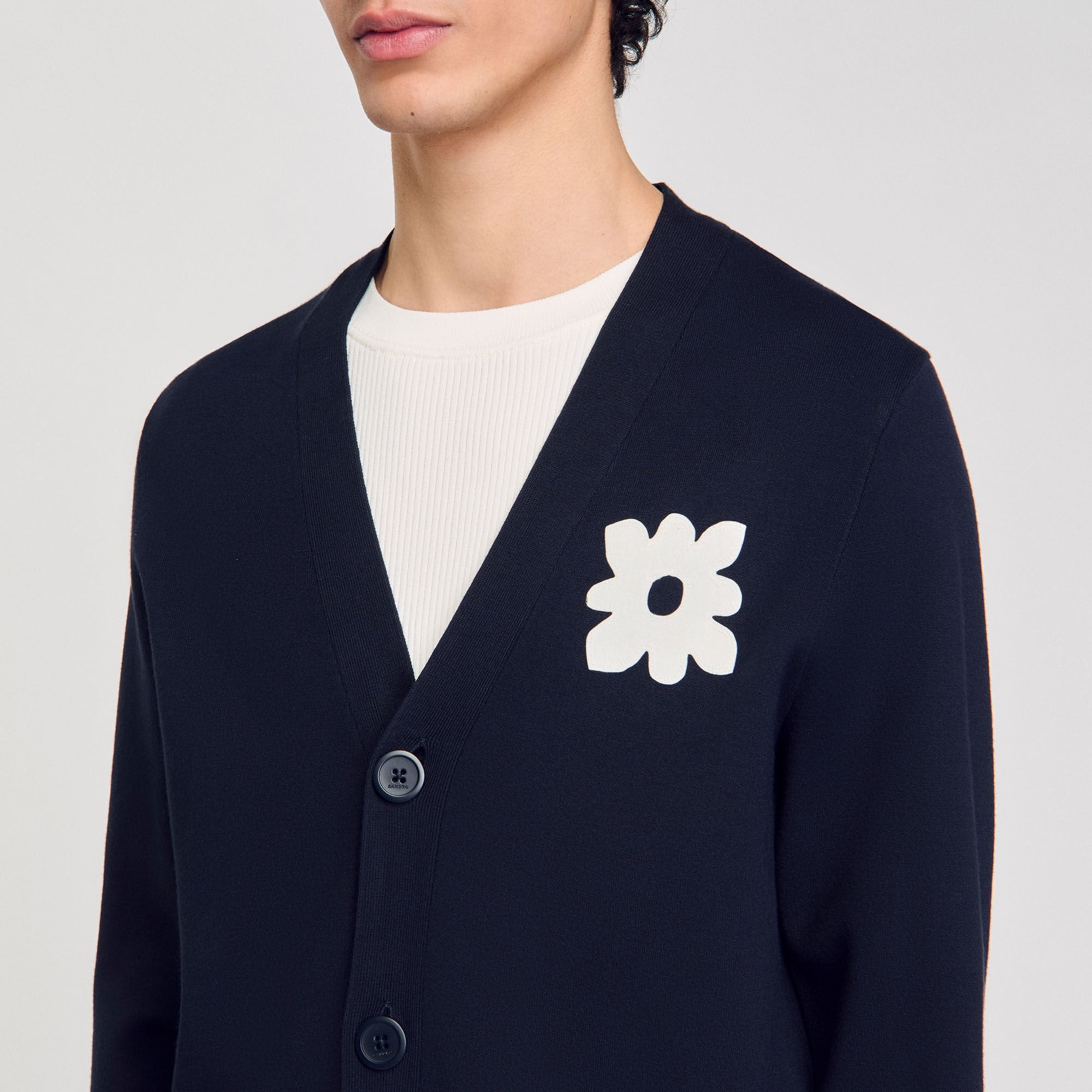 Sandro Men Cardigan with flower detail