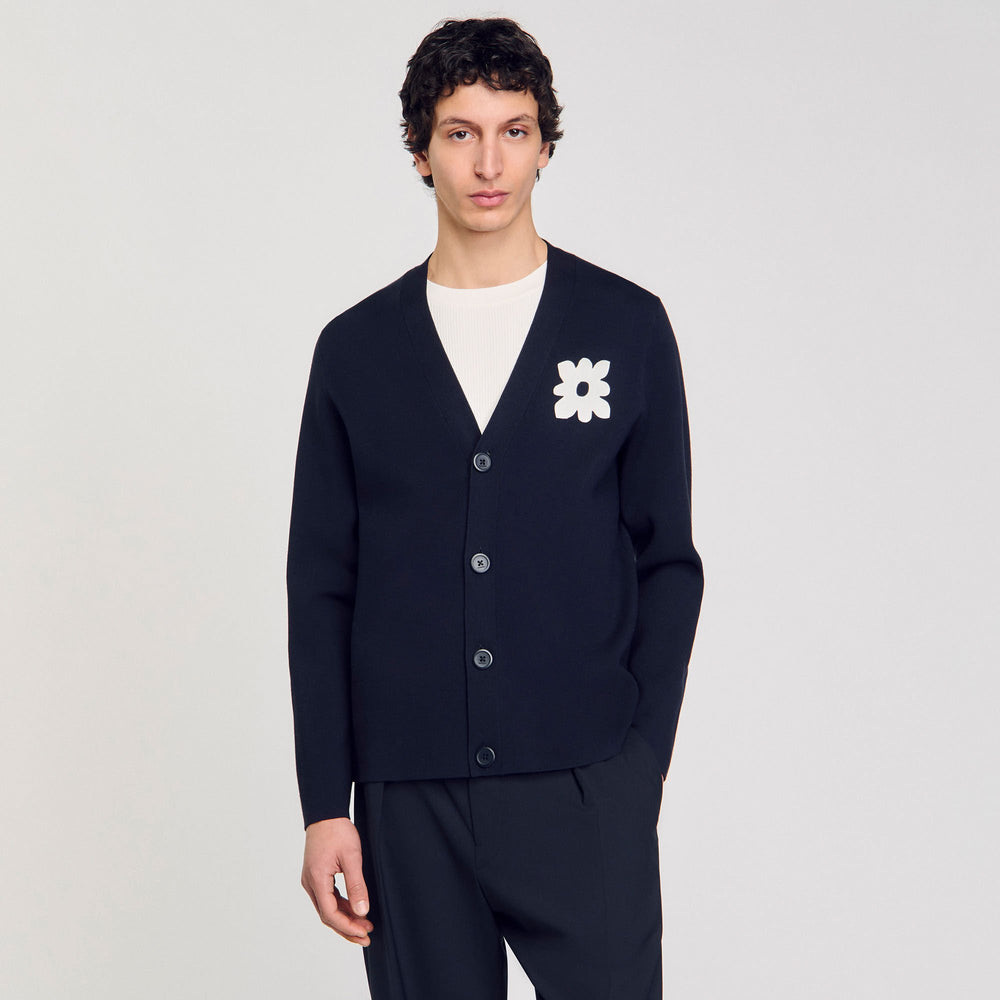 Sandro Men Cardigan with flower detail