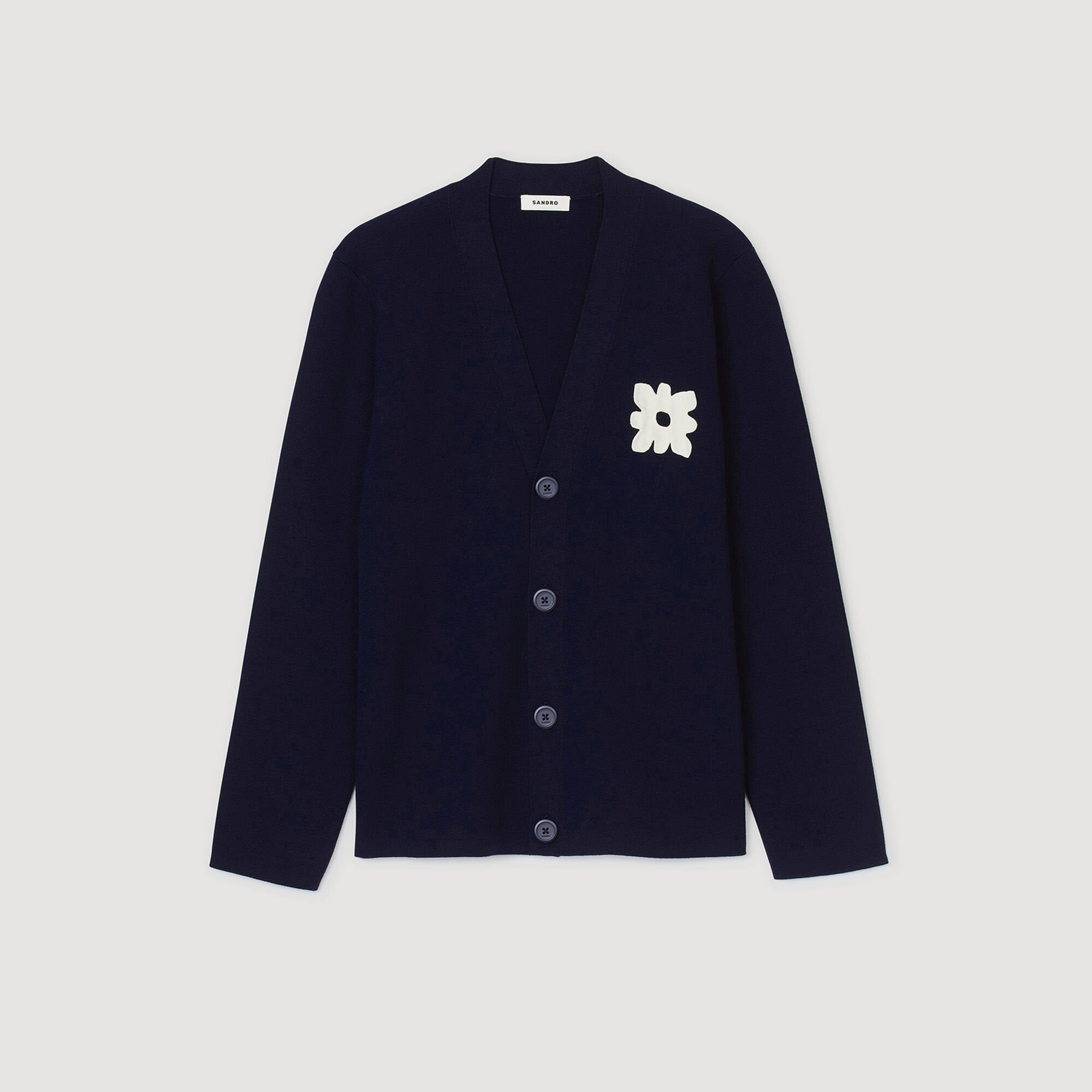 Sandro Men Cardigan with flower detail