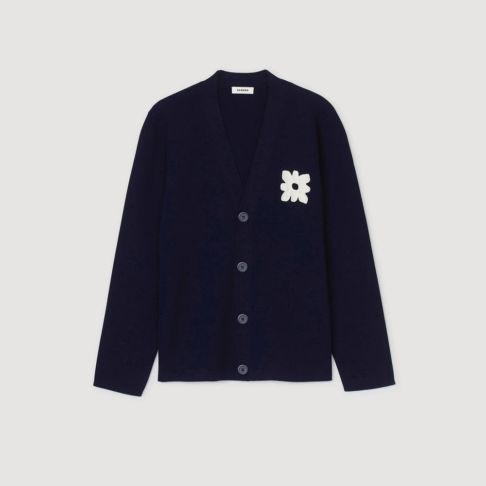 Sandro Men Cardigan with flower detail