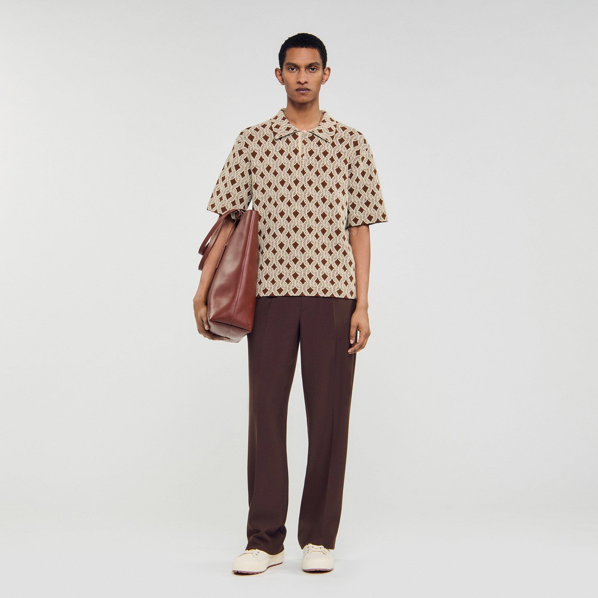 Sandro Men Rope jacquard cardigan shirt