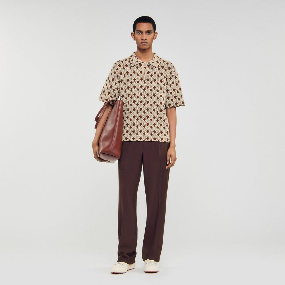 Sandro Men Rope jacquard cardigan shirt