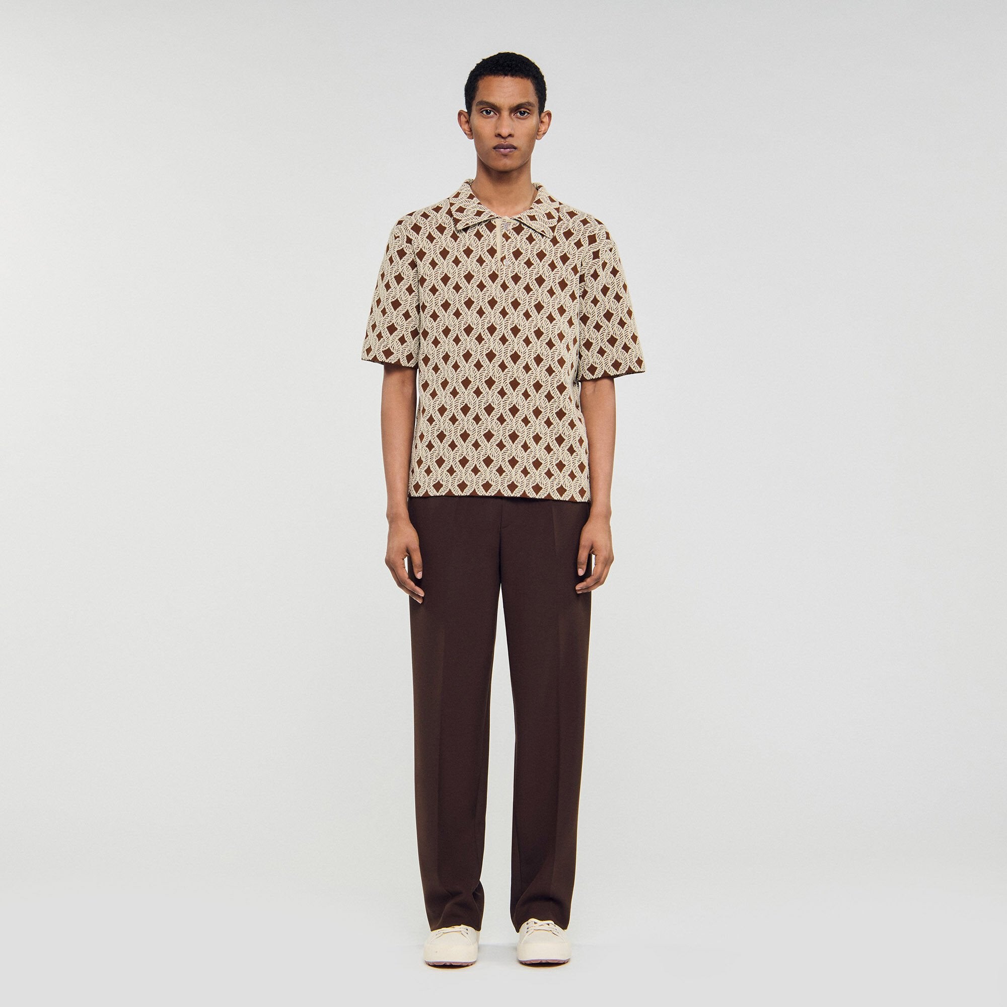 Sandro Men Rope jacquard cardigan shirt