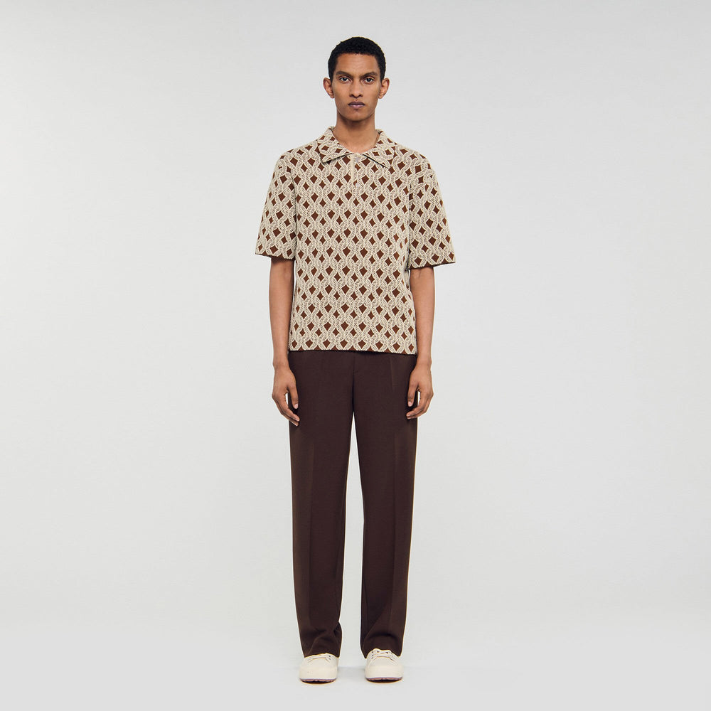 Sandro Men Rope jacquard cardigan shirt