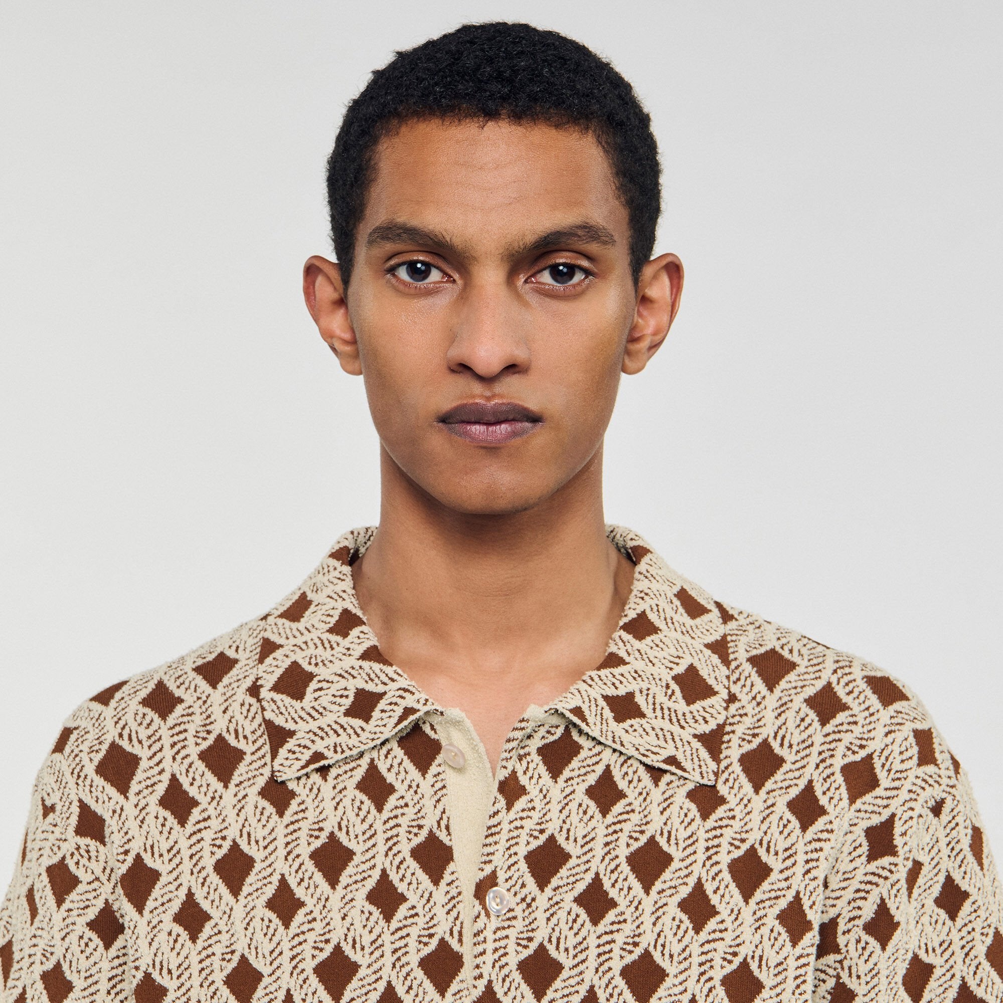 Sandro Men Rope jacquard cardigan shirt