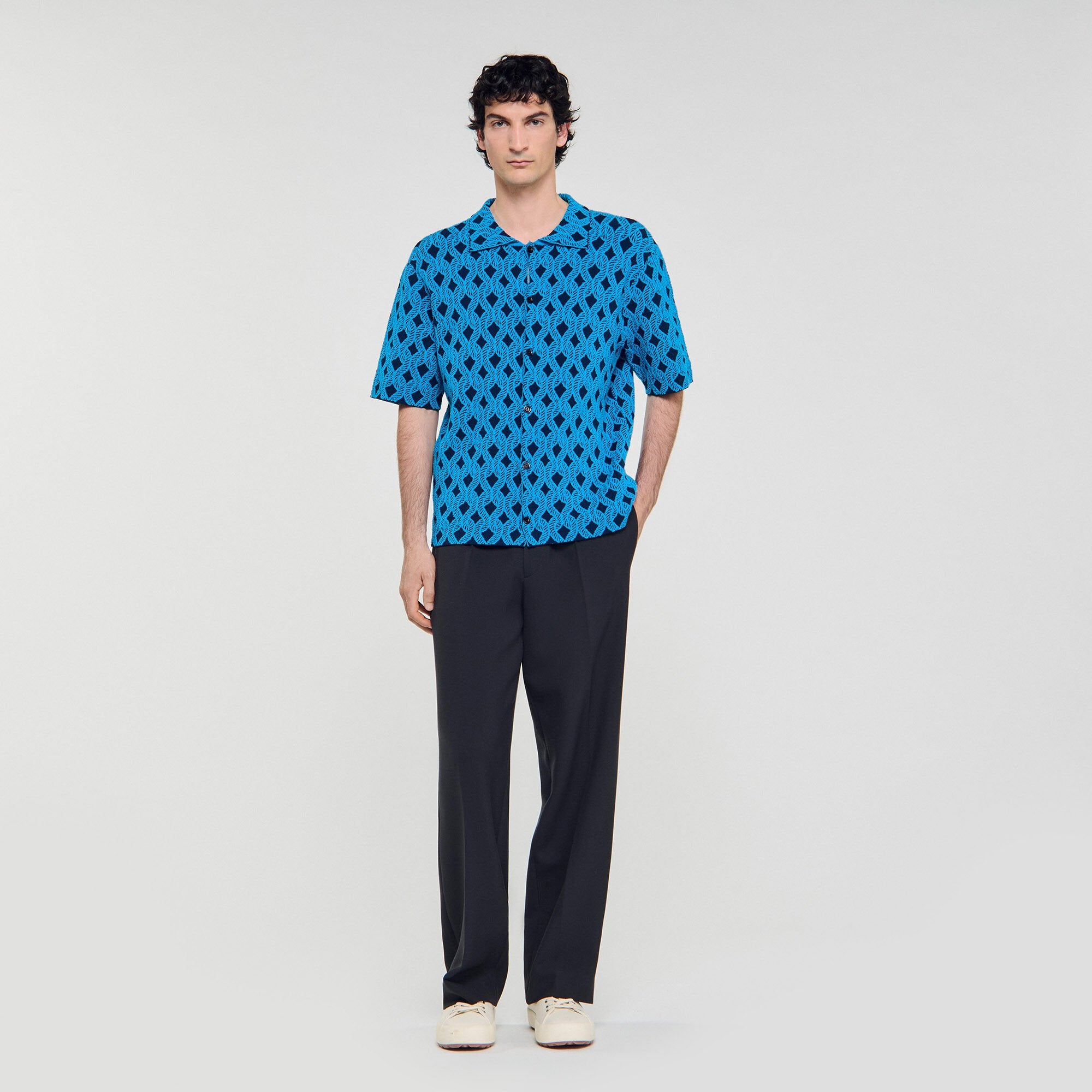Sandro Men Rope jacquard cardigan shirt