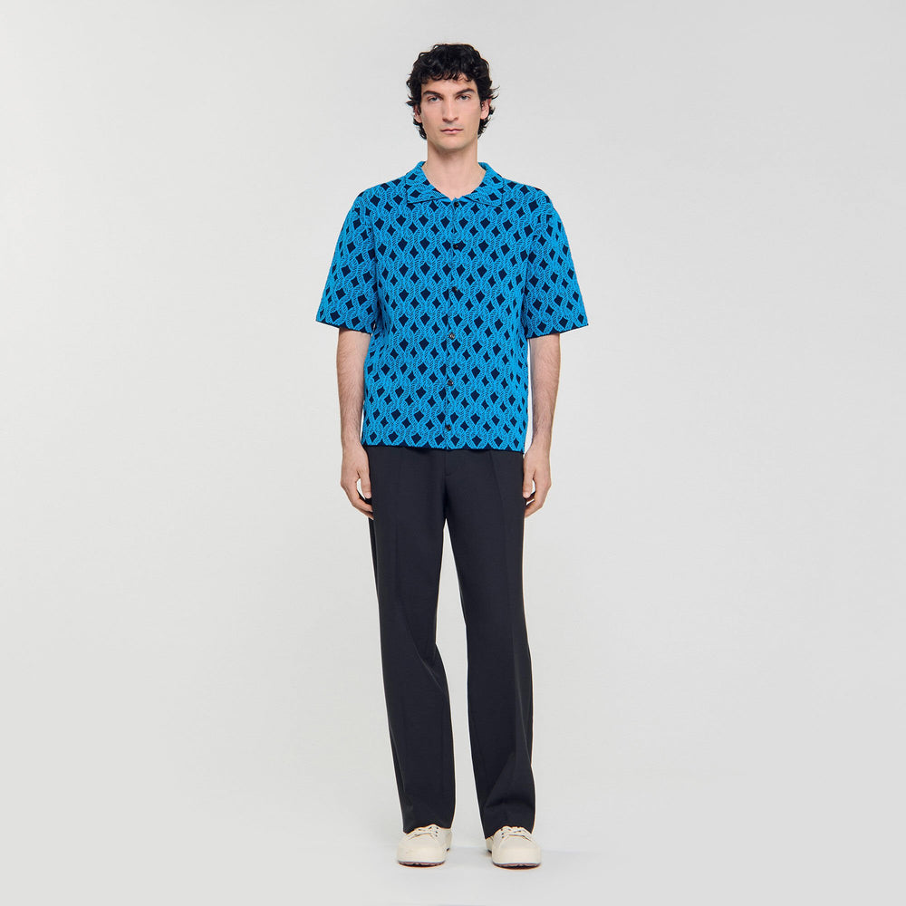Sandro Men Rope jacquard cardigan shirt