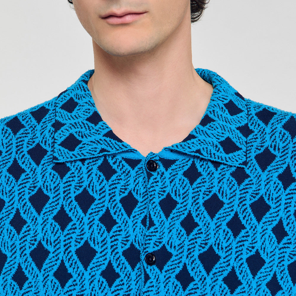 Sandro Men Rope jacquard cardigan shirt
