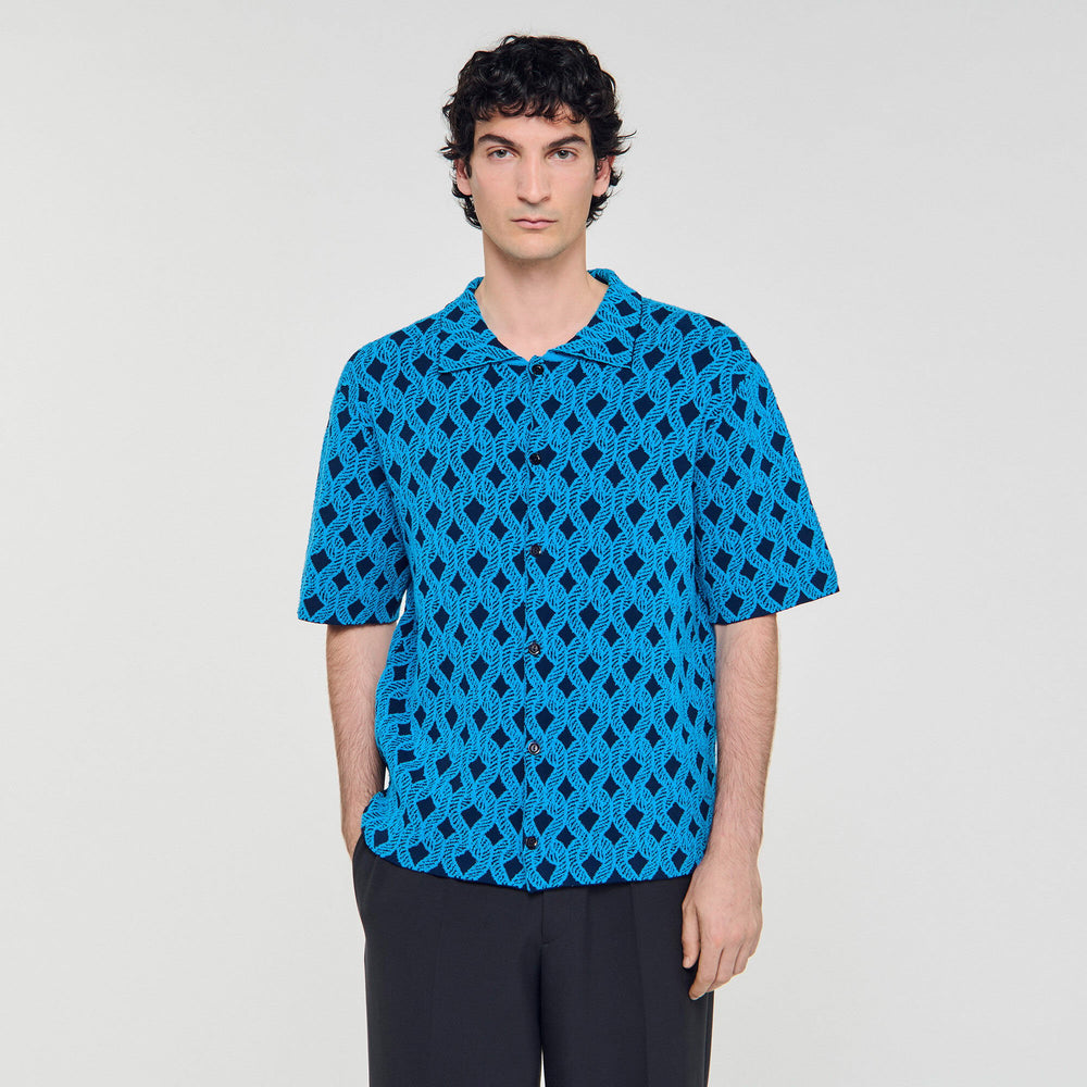 Sandro Men Rope jacquard cardigan shirt