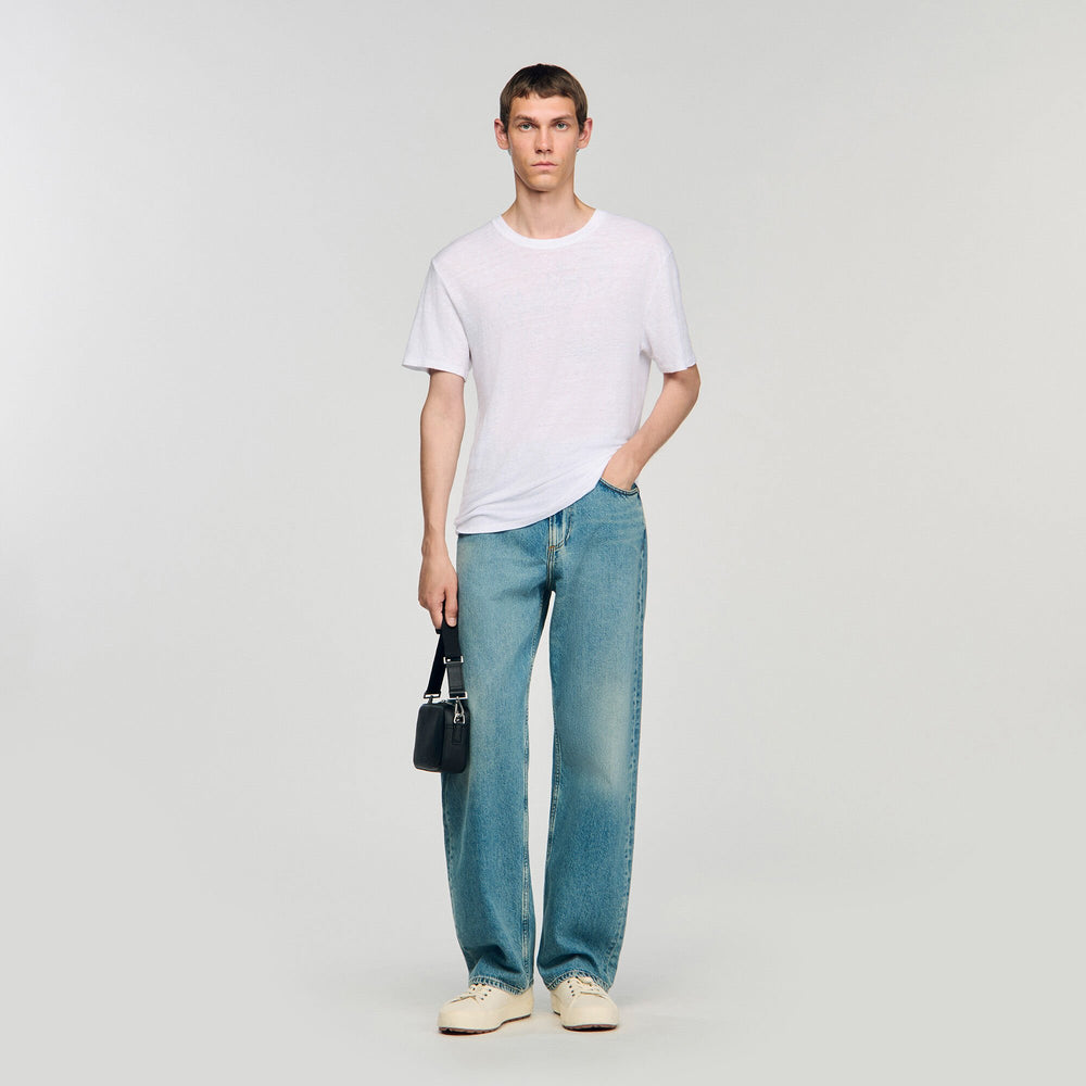 Sandro Men Certified linen T-shirt