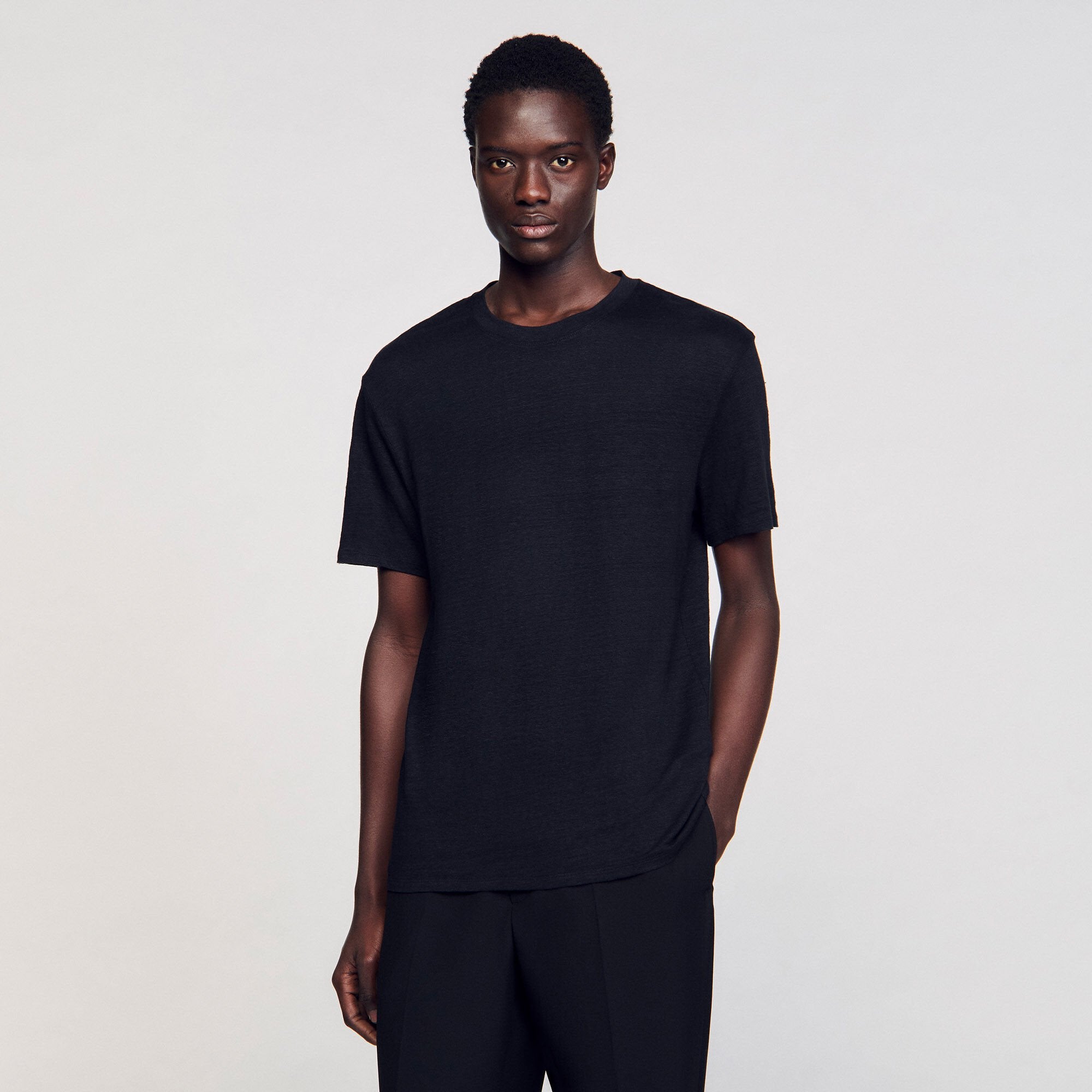 Sandro Men Certified linen T-shirt