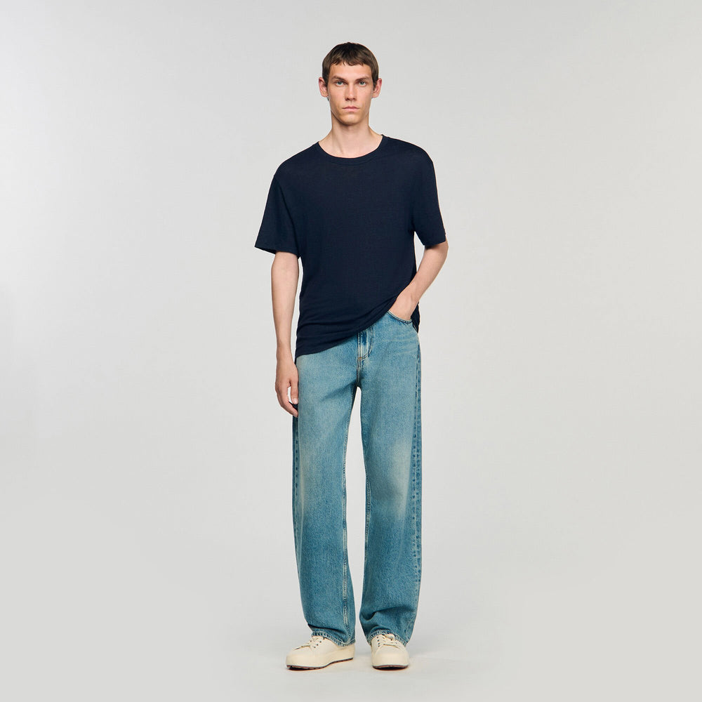 Sandro Men Certified linen T-shirt