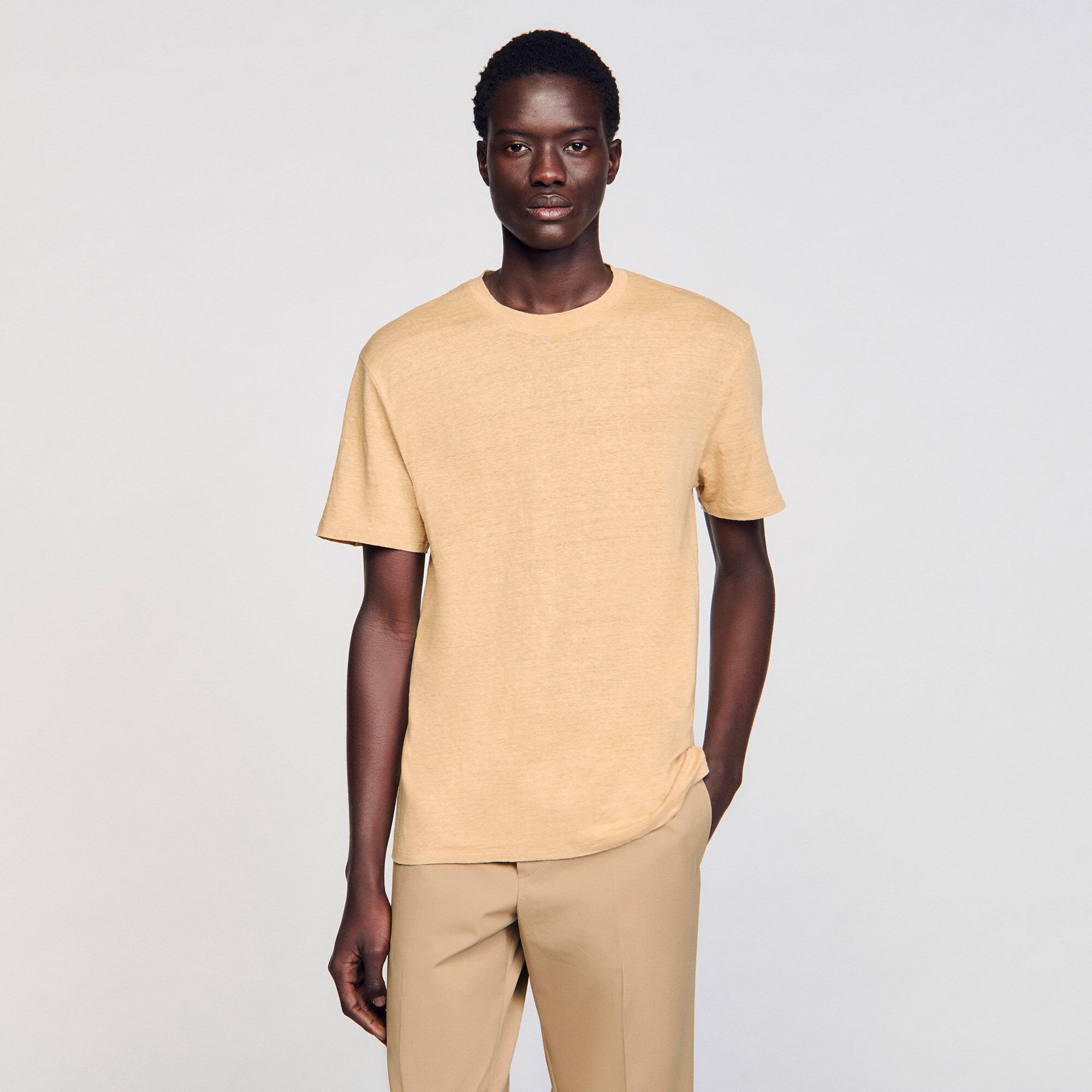 Sandro Men Linen T-shirt