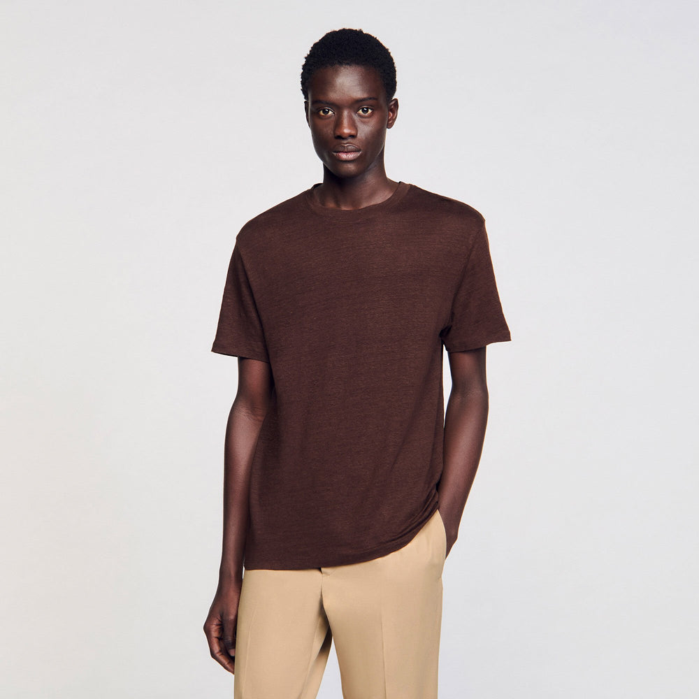Sandro Men Certified linen T-shirt