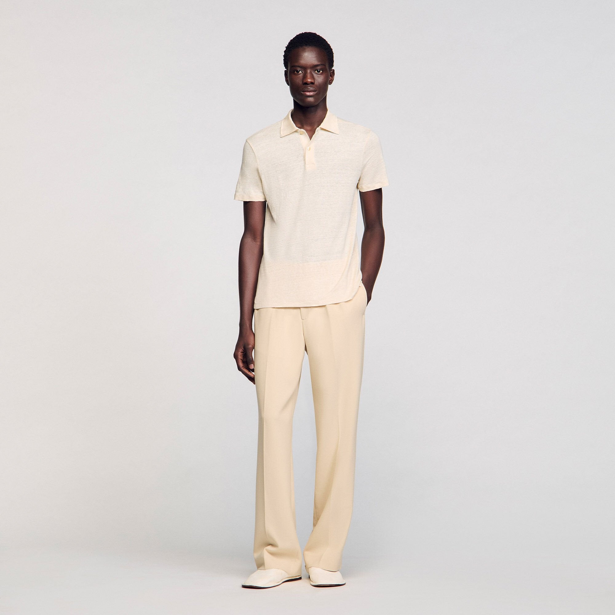 Sandro Men Linen polo shirt