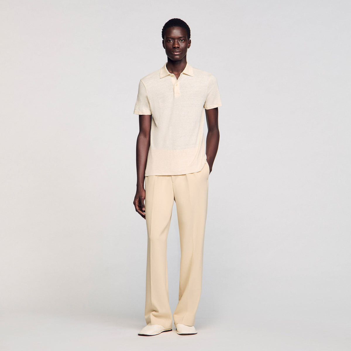 Sandro Men Linen polo shirt