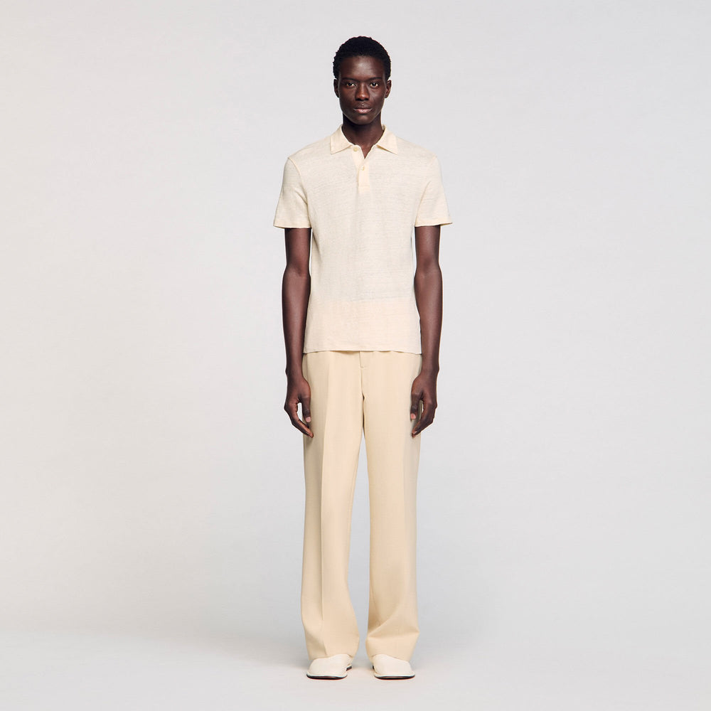 Sandro Men Linen polo shirt