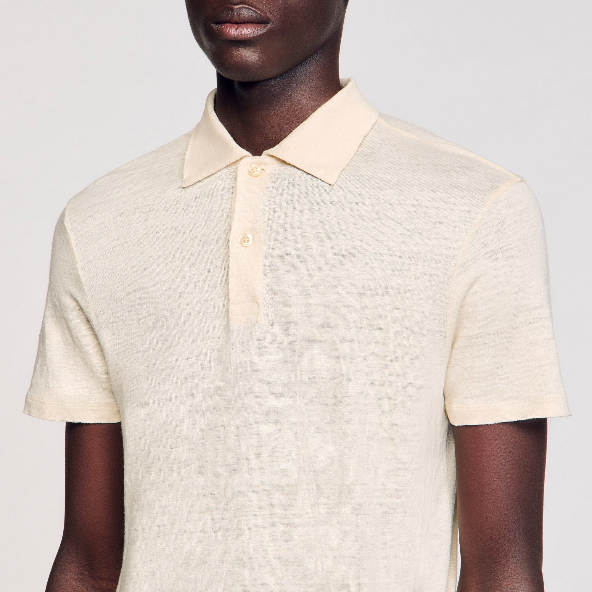 Sandro Men Linen polo shirt