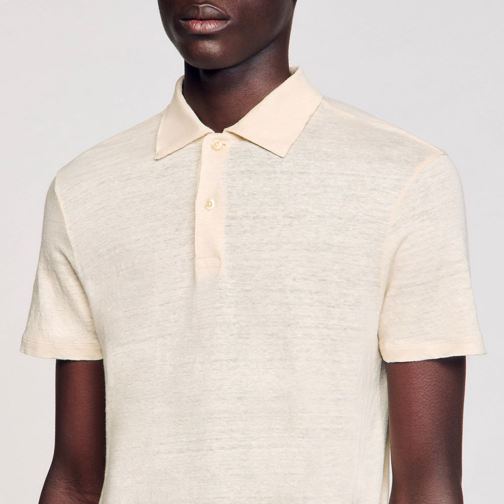 Sandro Men Linen polo shirt