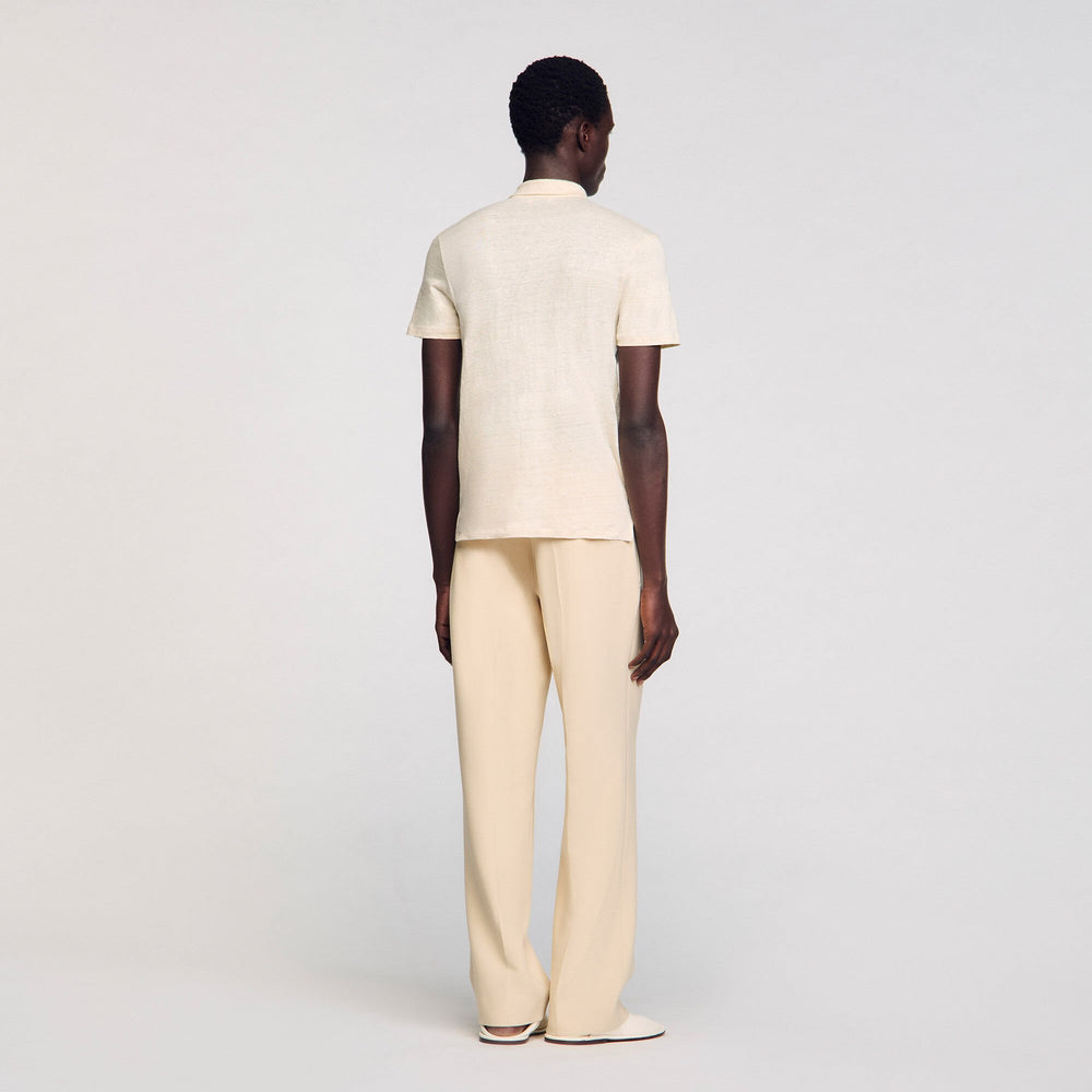 Sandro Men Linen polo shirt