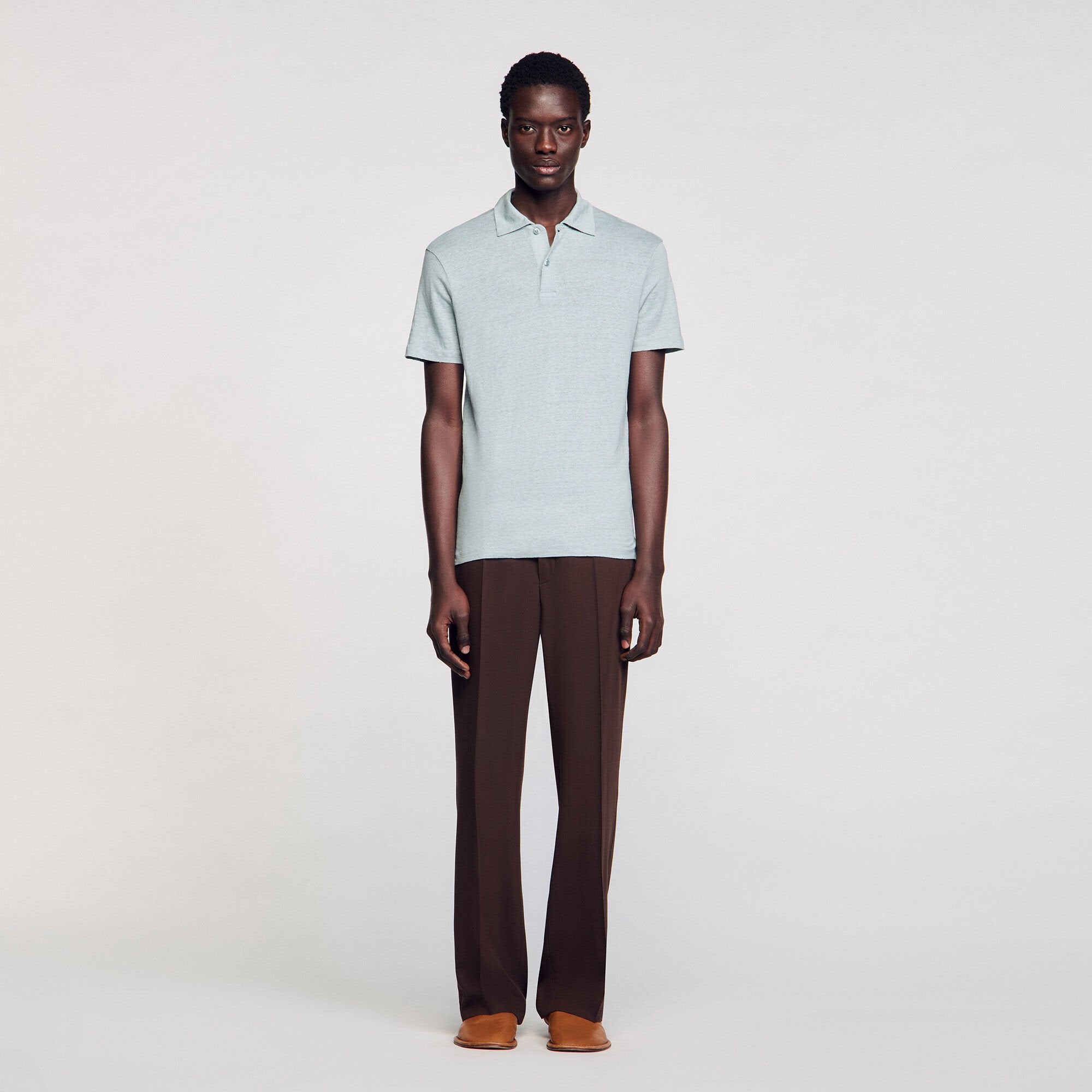 Sandro Men Linen polo shirt