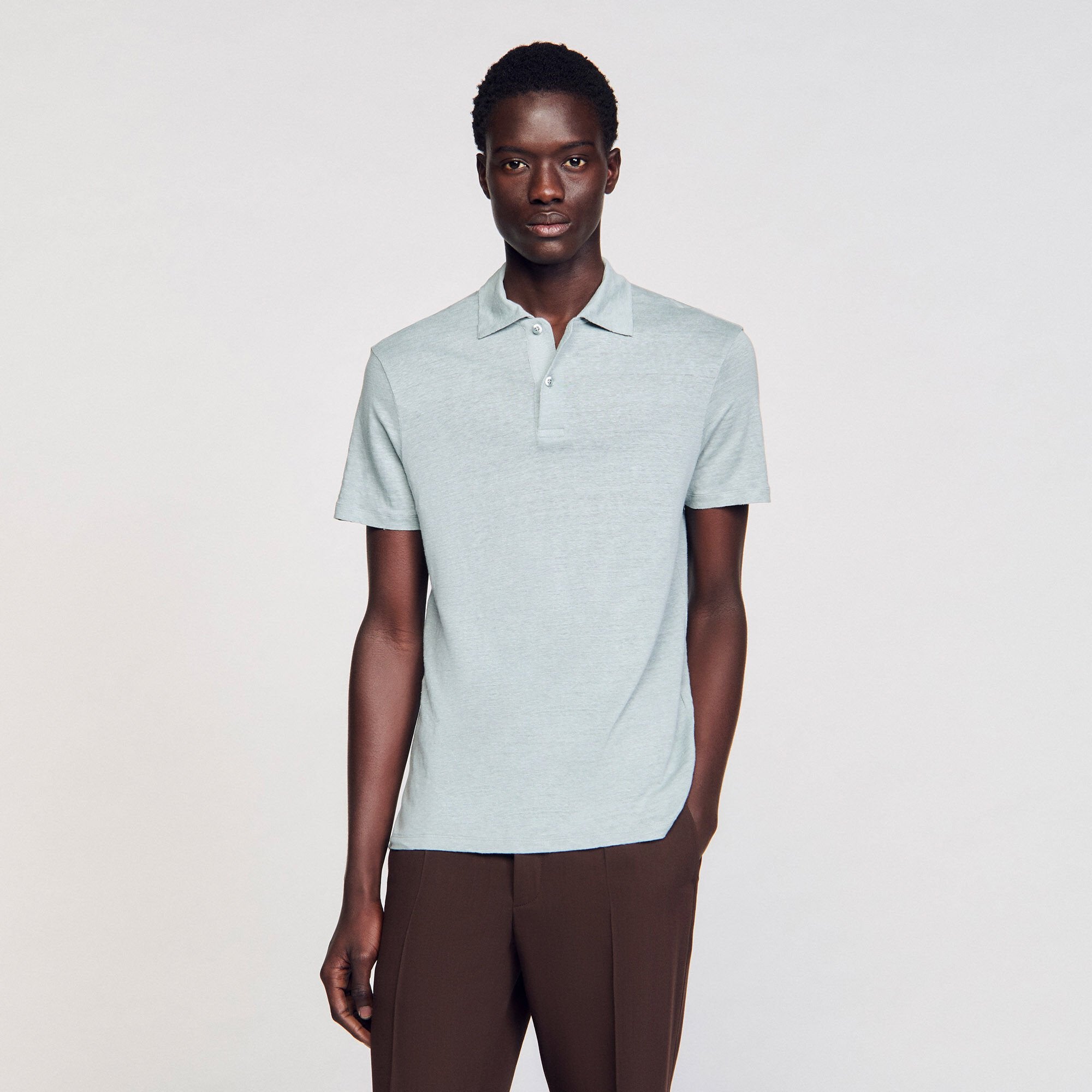 Sandro Men Linen polo shirt