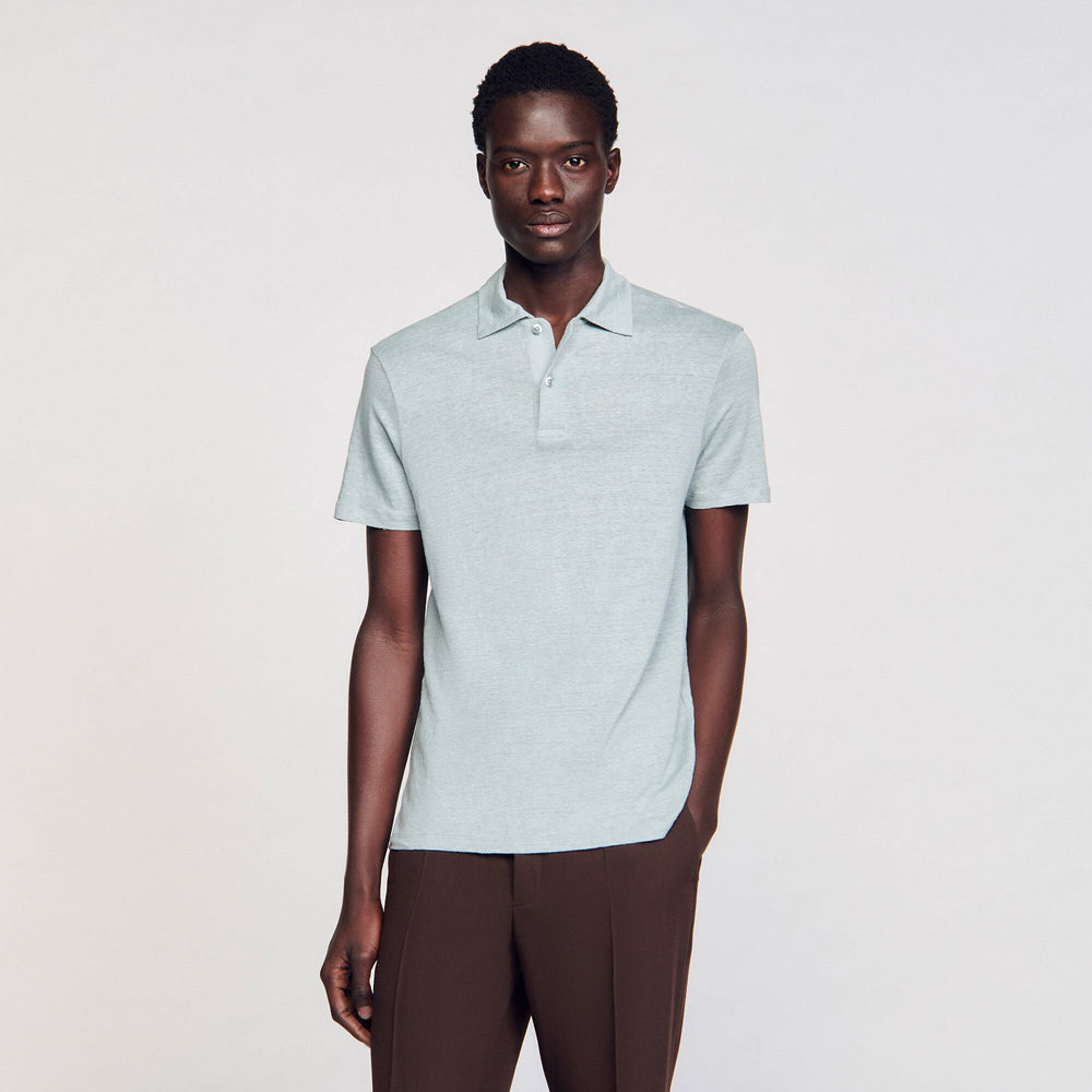 Sandro Men Linen polo shirt