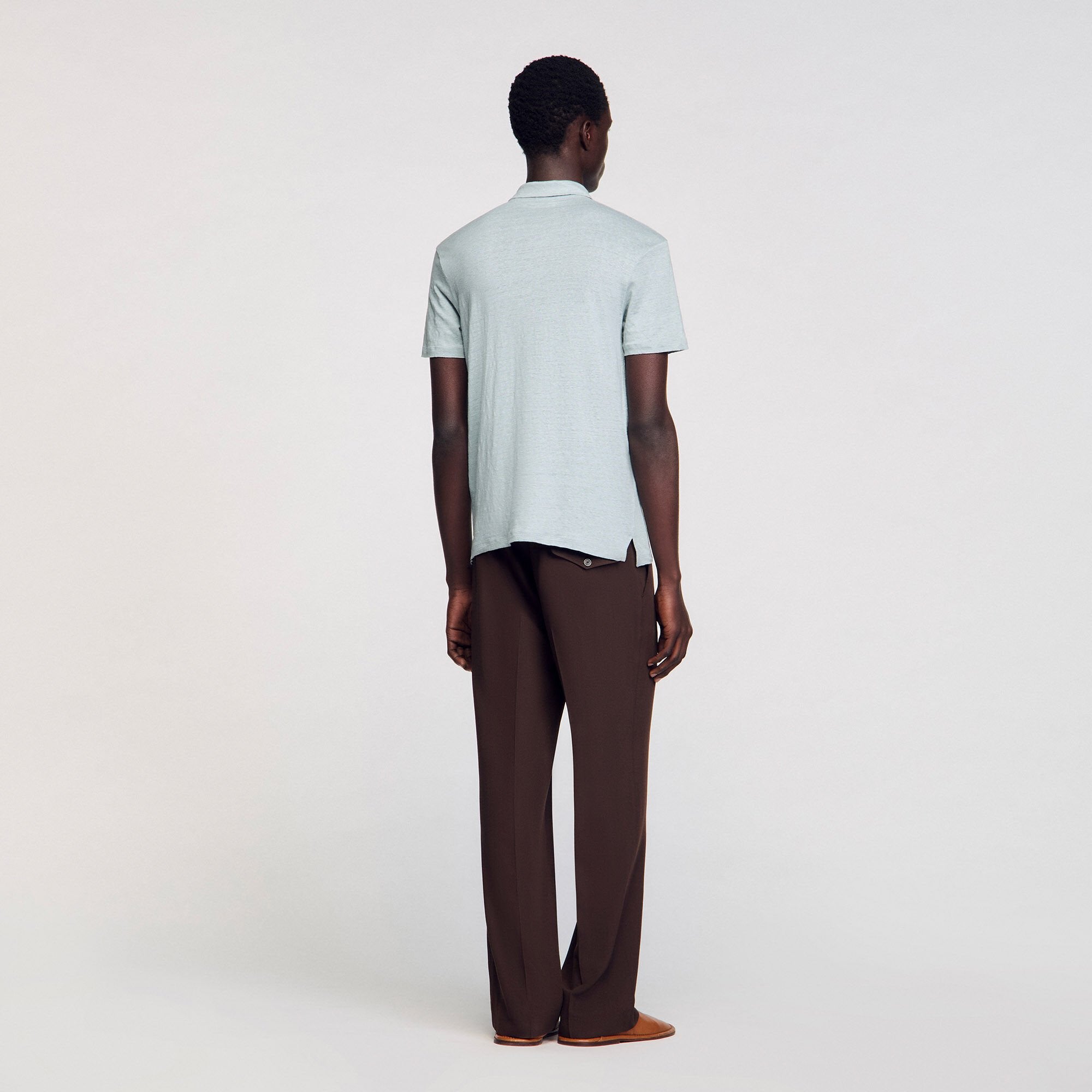 Sandro Men Linen polo shirt