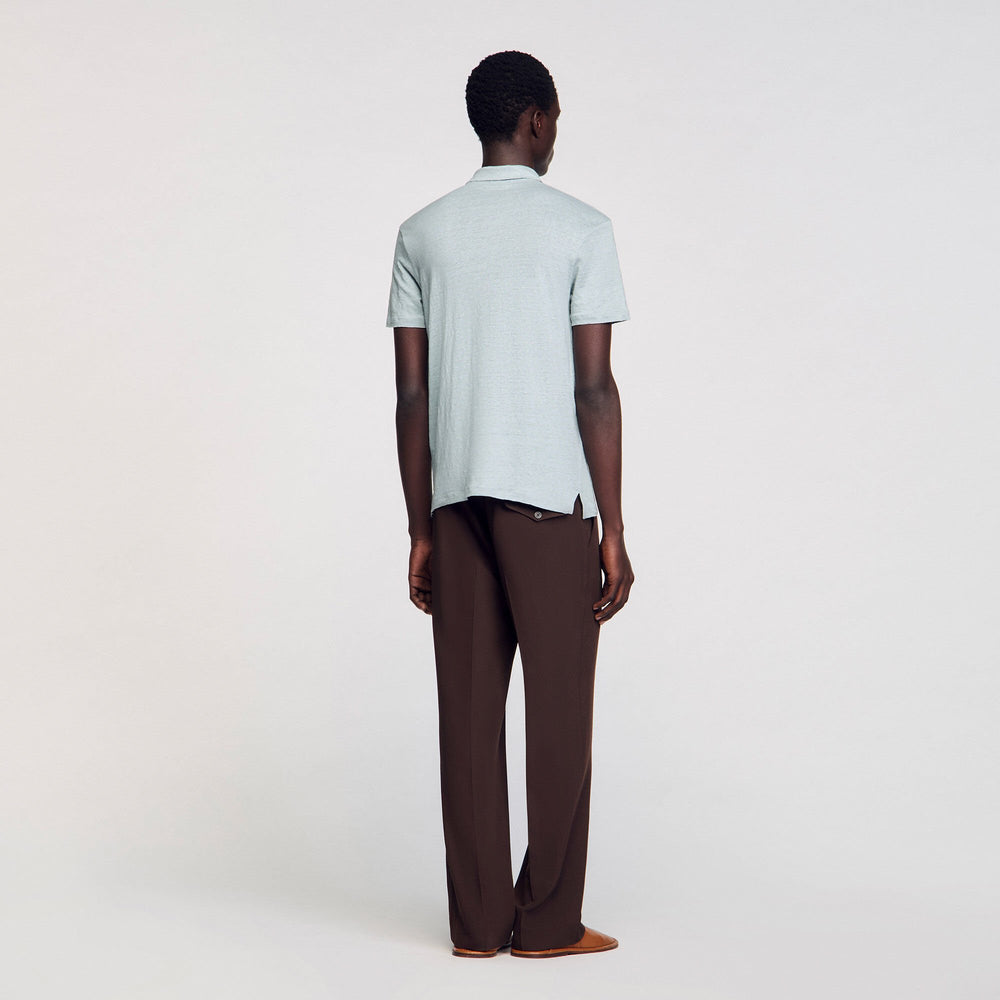 Sandro Men Linen polo shirt