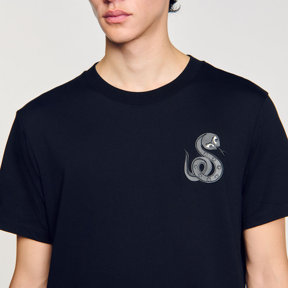 Sandro Men T-shirt with snake detail