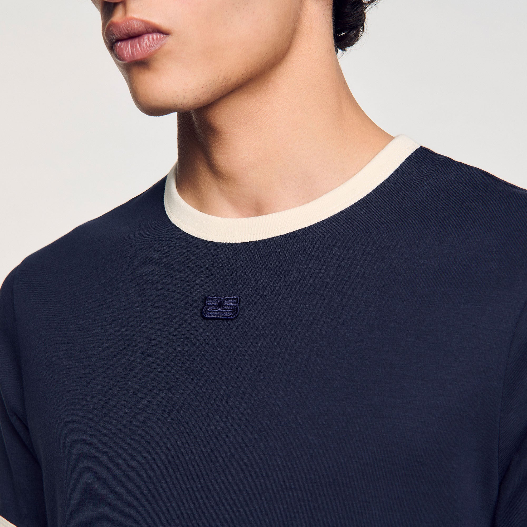 Sandro Men Two-tone patch T-shirt