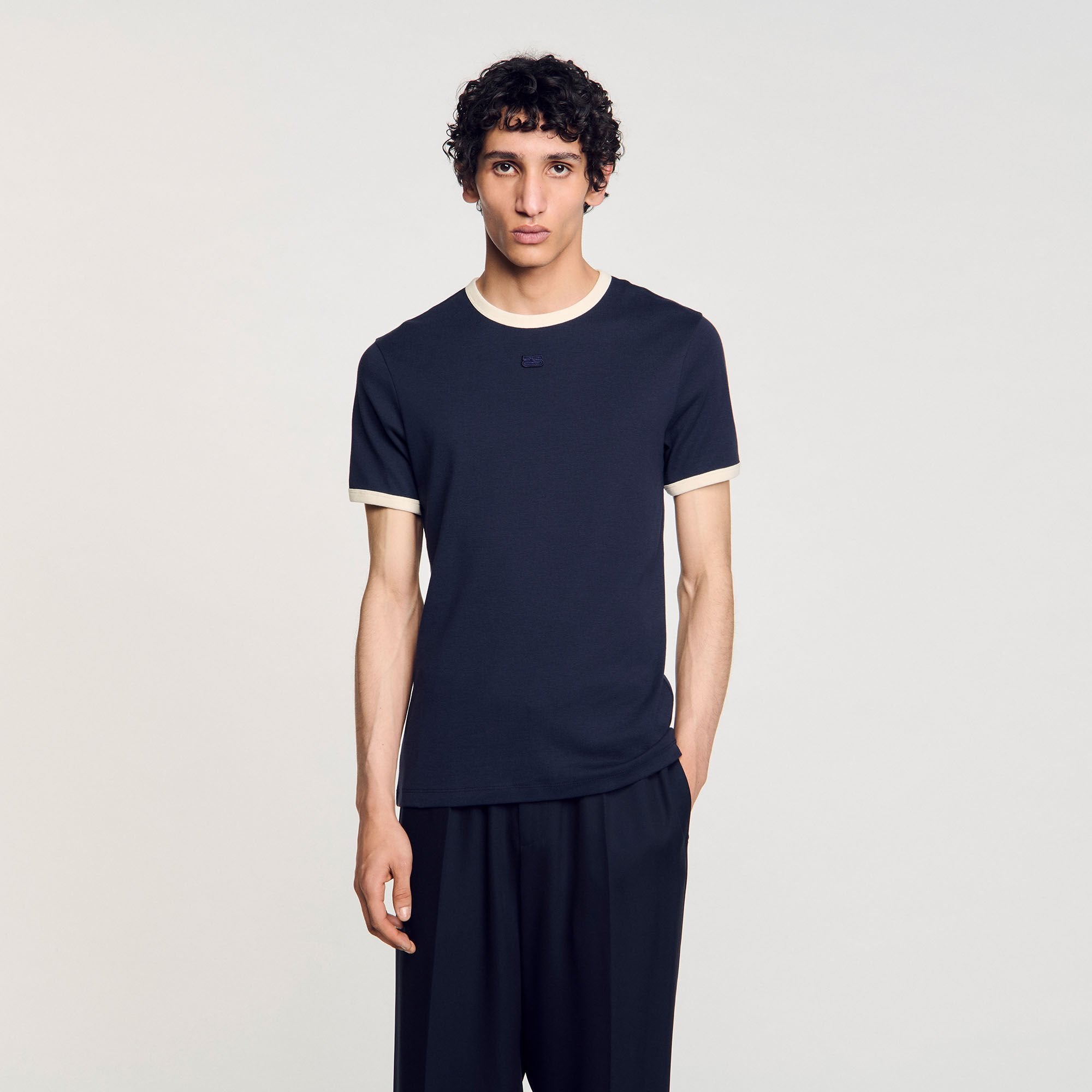 Sandro Men Two-tone patch T-shirt