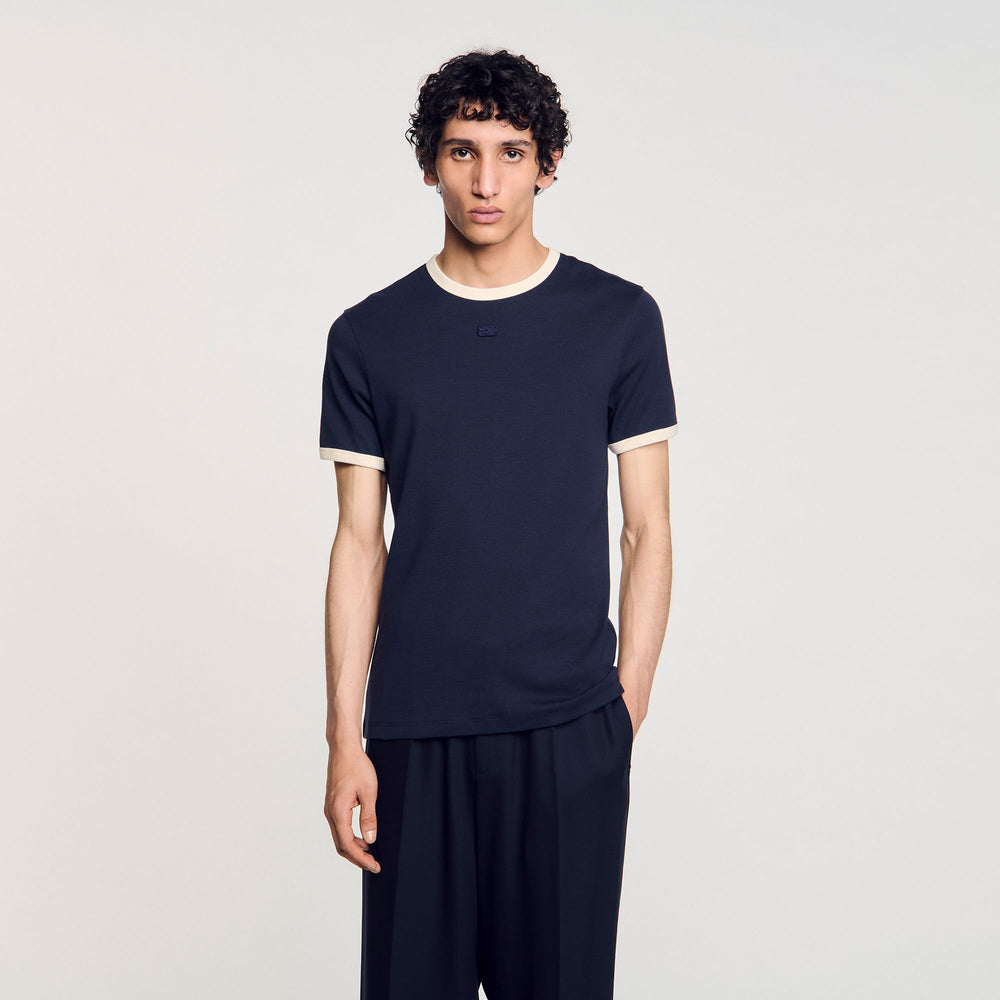 Sandro Men Two-tone patch T-shirt