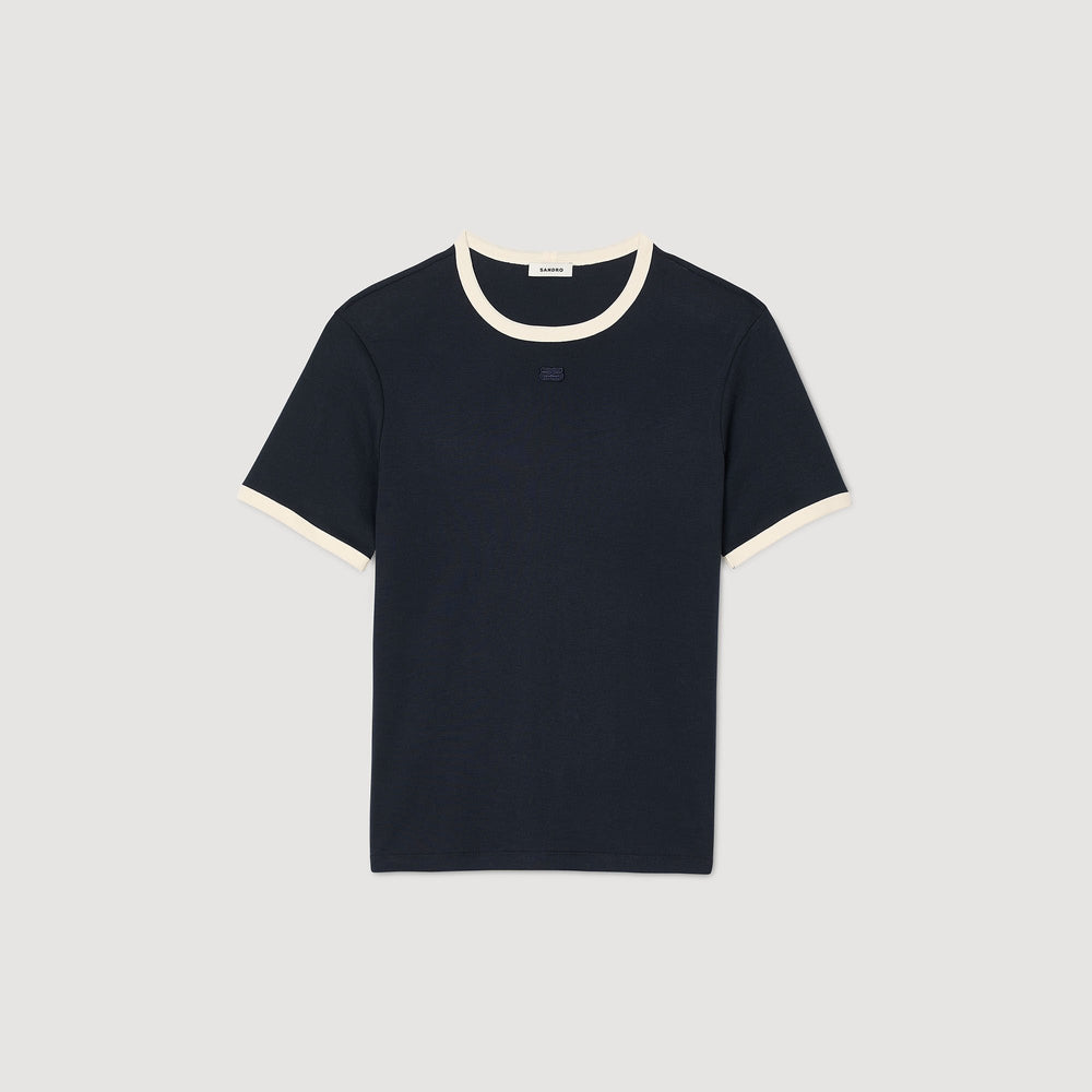 Sandro Men Two-tone patch T-shirt