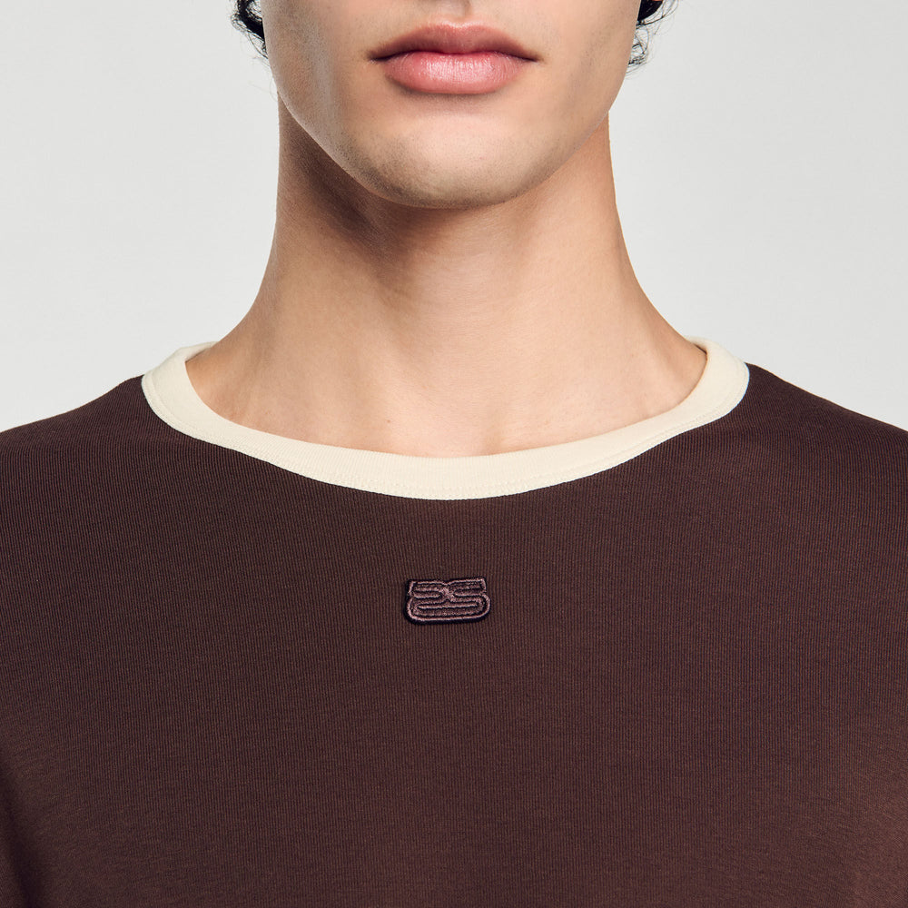 Sandro Men Two-tone patch T-shirt