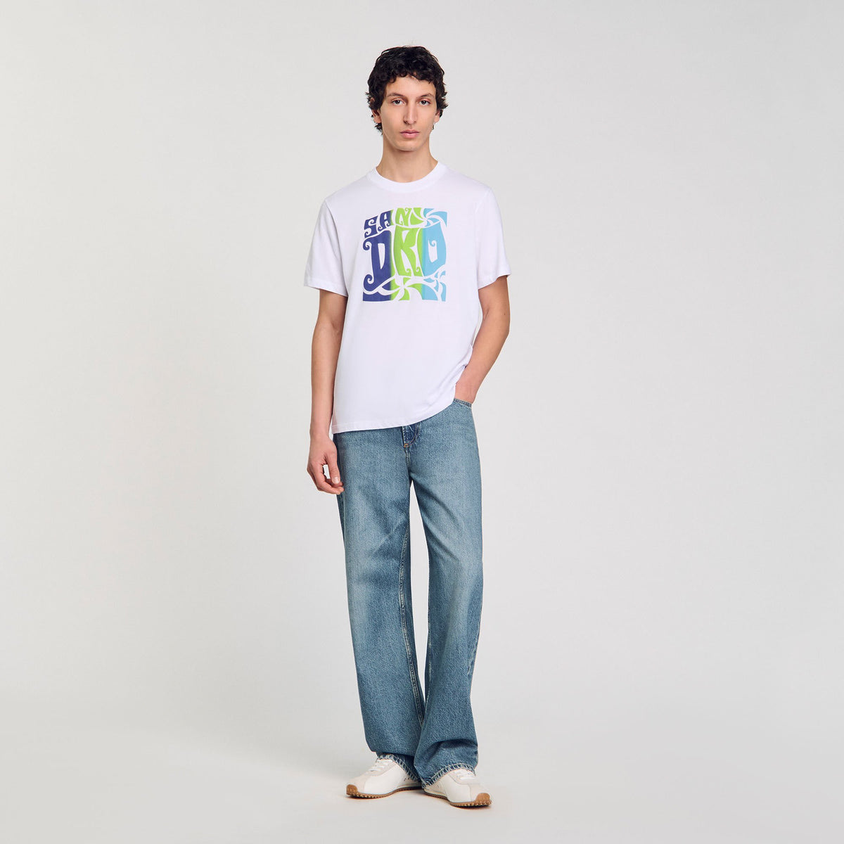 Sandro Men Wave print cotton T-shirt