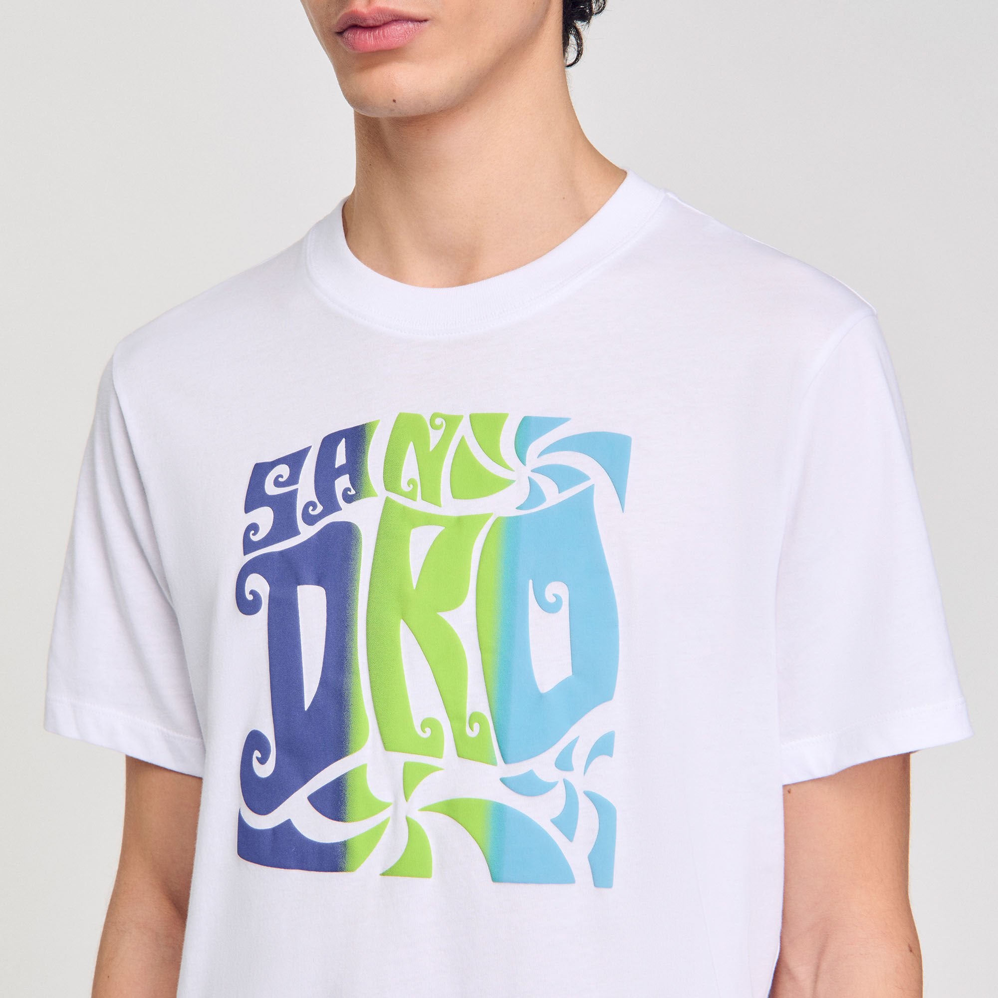 Sandro Men Wave print cotton T-shirt