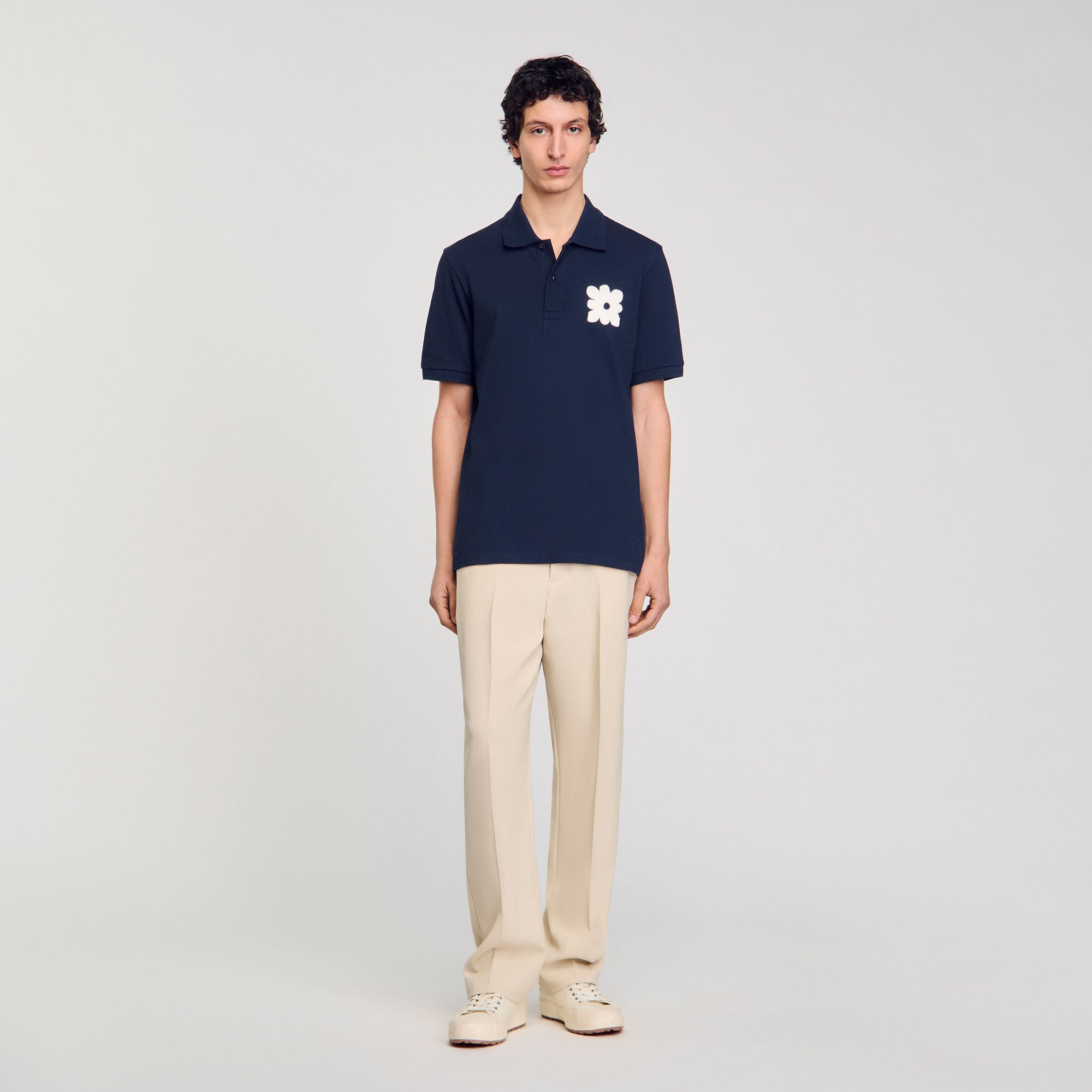 Sandro Men Polo shirt with flower patch