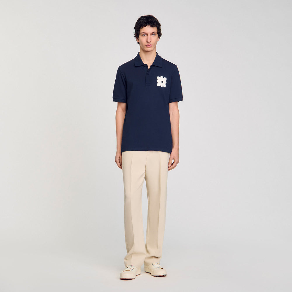 Sandro Men Polo shirt with flower patch
