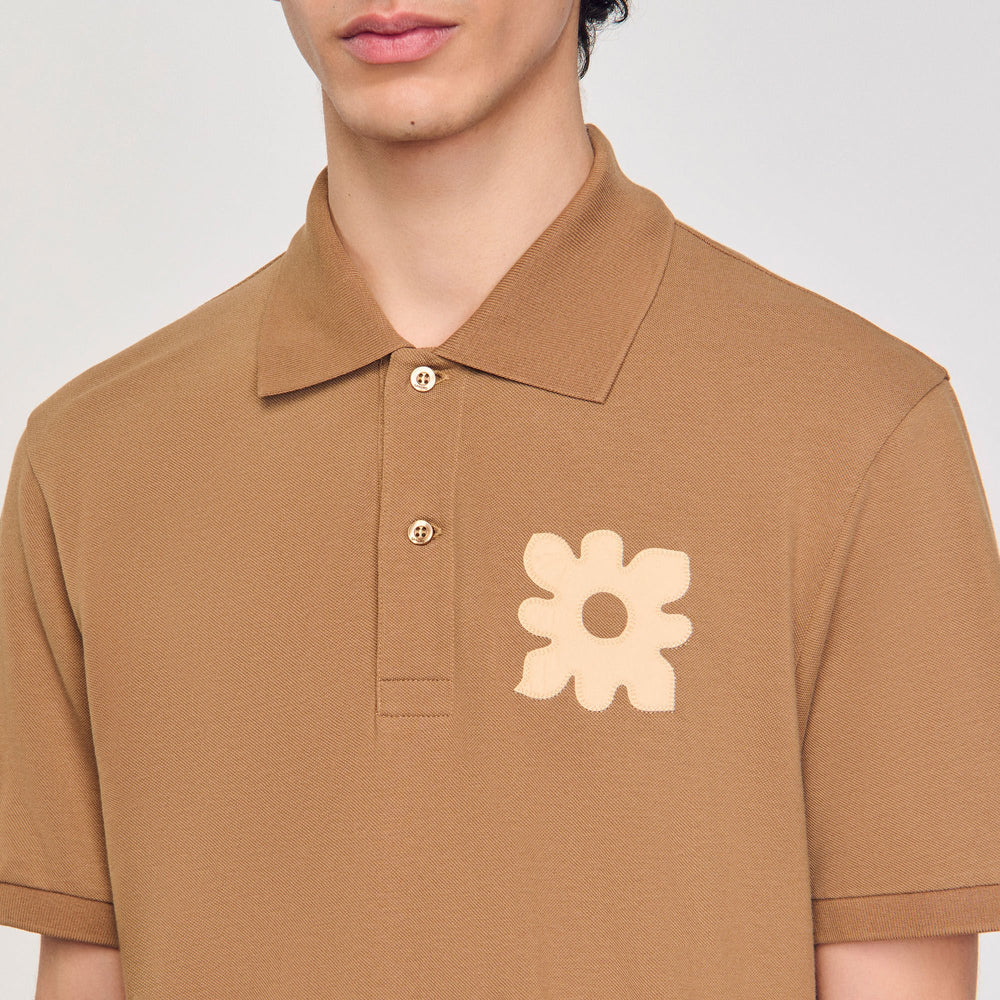 Sandro Men Polo shirt with flower patch