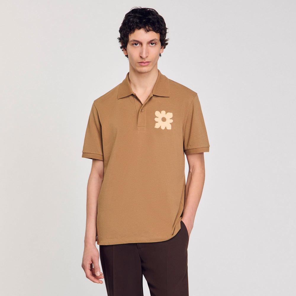 Sandro Men Polo shirt with flower patch