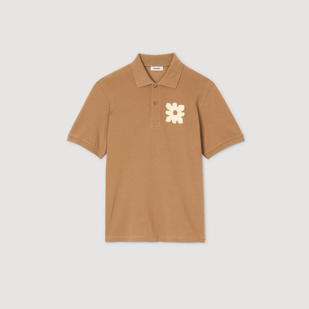 Sandro Men Polo shirt with flower patch