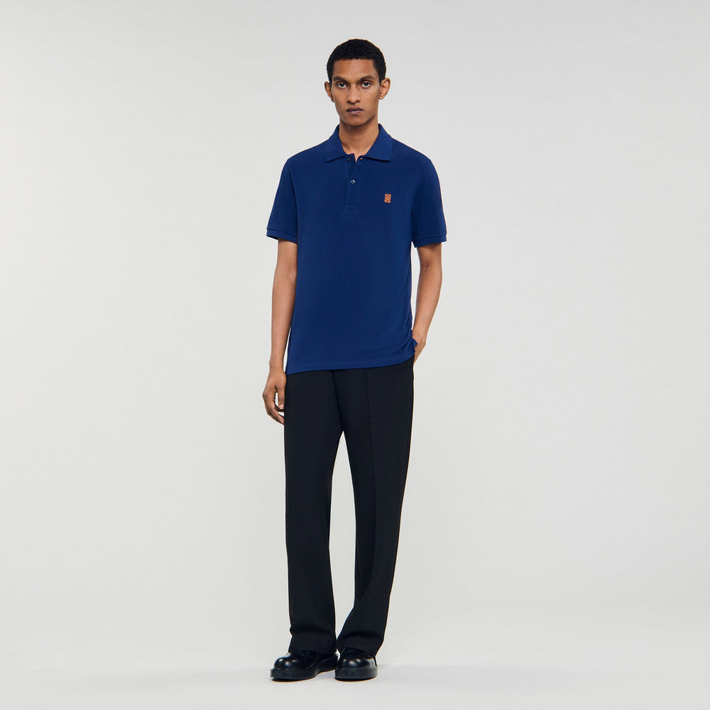 Sandro Men Polo shirt with leather logo