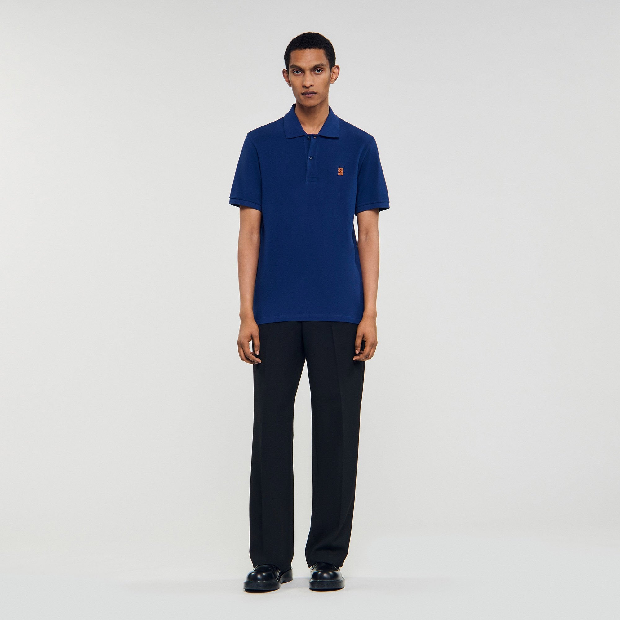Sandro Men Polo shirt with leather logo