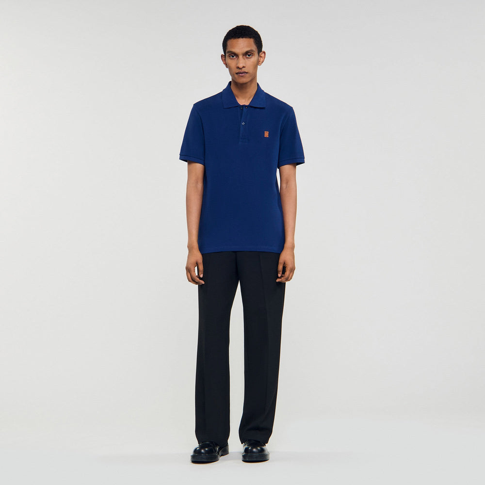 Sandro Men Polo shirt with leather logo