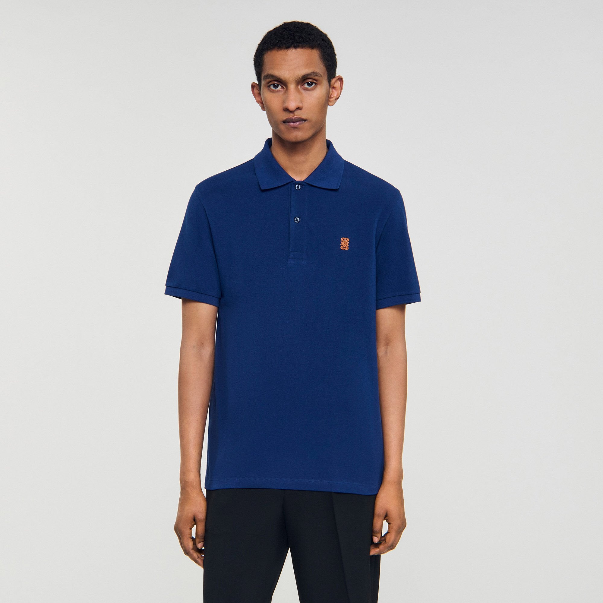 Sandro Men Polo shirt with leather logo