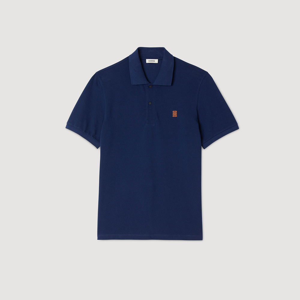 Sandro Men Polo shirt with leather logo