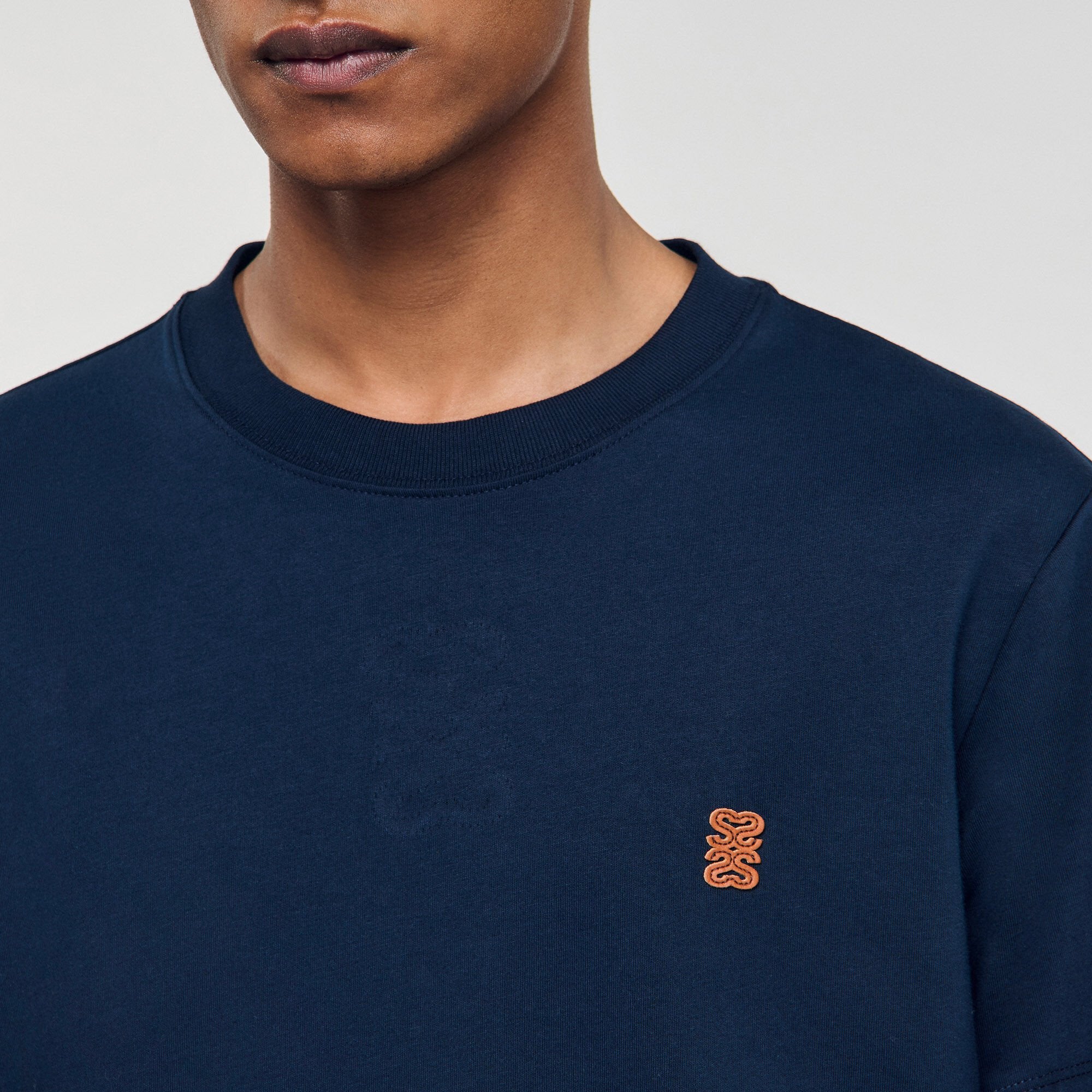 Sandro Men Leather logo T-shirt
