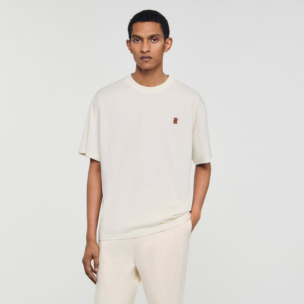 Sandro Men Leather logo T-shirt